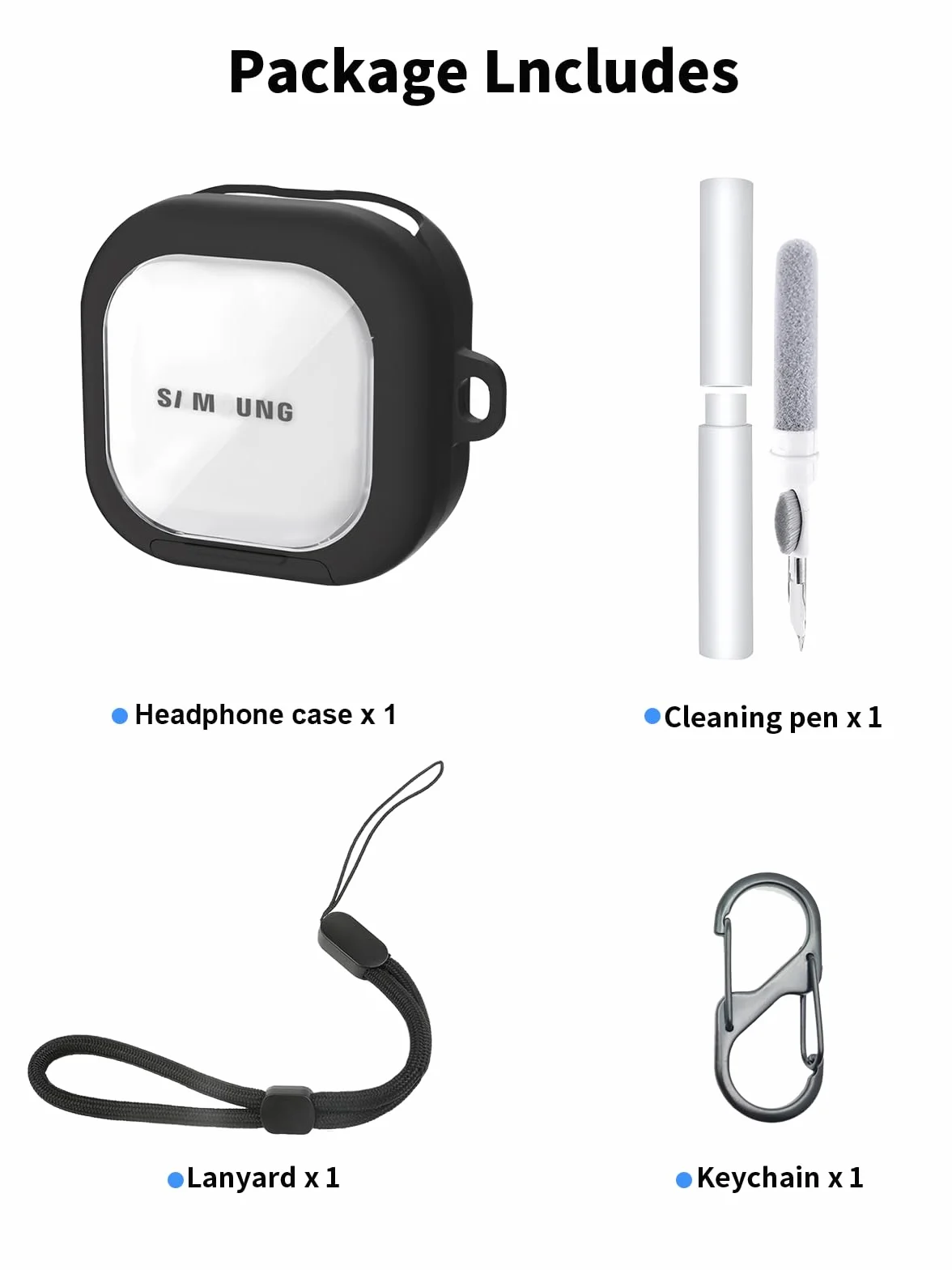 Etui na słuchawki Samsung Buds 4 Pro, miękka obudowa TPU + PC, wodoszczelne, toergy odporne na uderzenia, zarysowania, łatwe do przenoszenia, ze smyczą, breloczkiem do kluczy i zestawem do czyszczenia