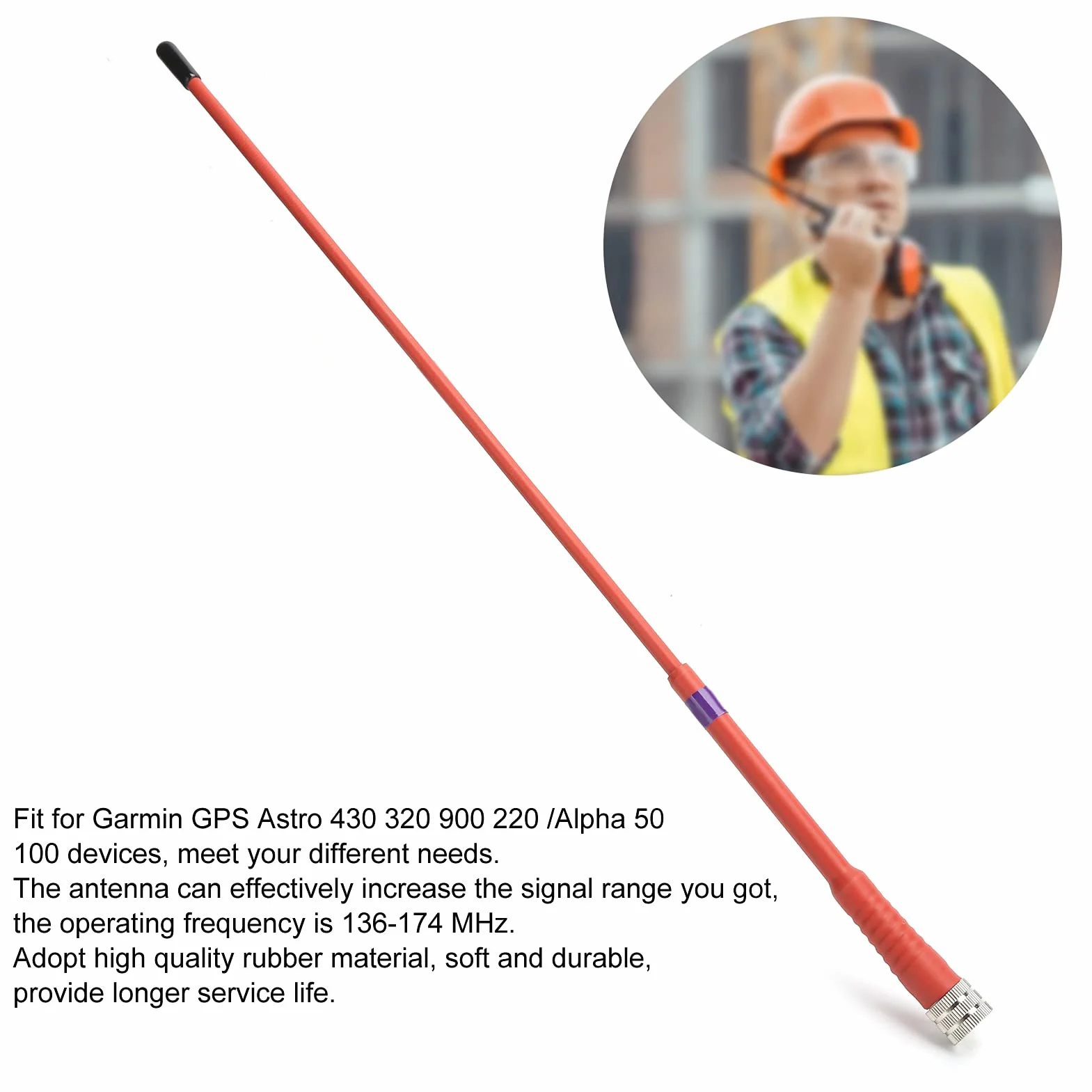 Antena, Ręczna Antena z Miękkiej Gumy o Dużym Wzmocnieniu 136-174 MHz dla GPS Astro 430320900220 / Alpha 50100(czerwony)
