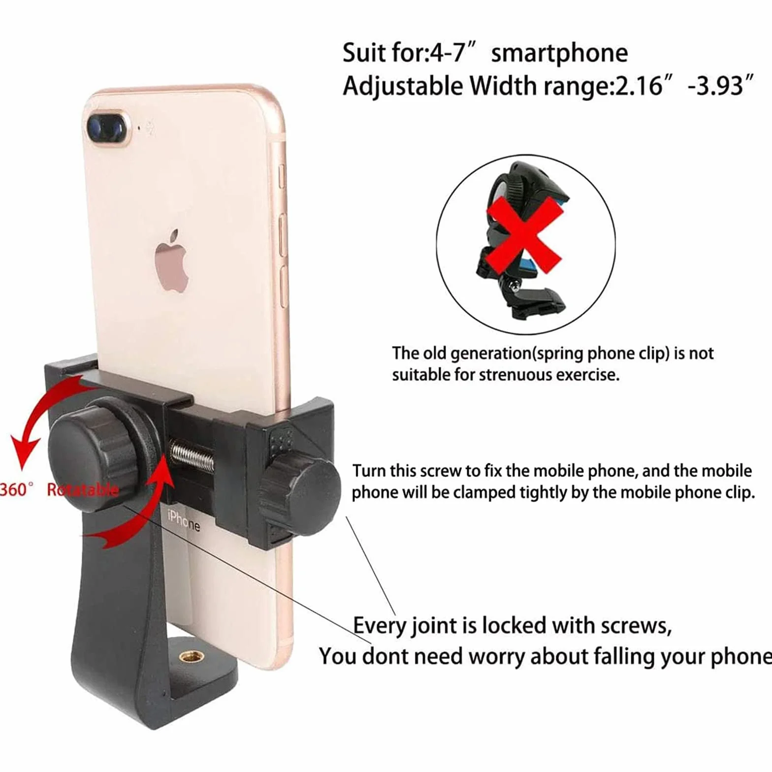 PellKing Uchwyt na pasek na klatkę piersiową do telefonu komórkowego klips na telefon komórkowy kamera POV do Samsung iPhone Plus itp