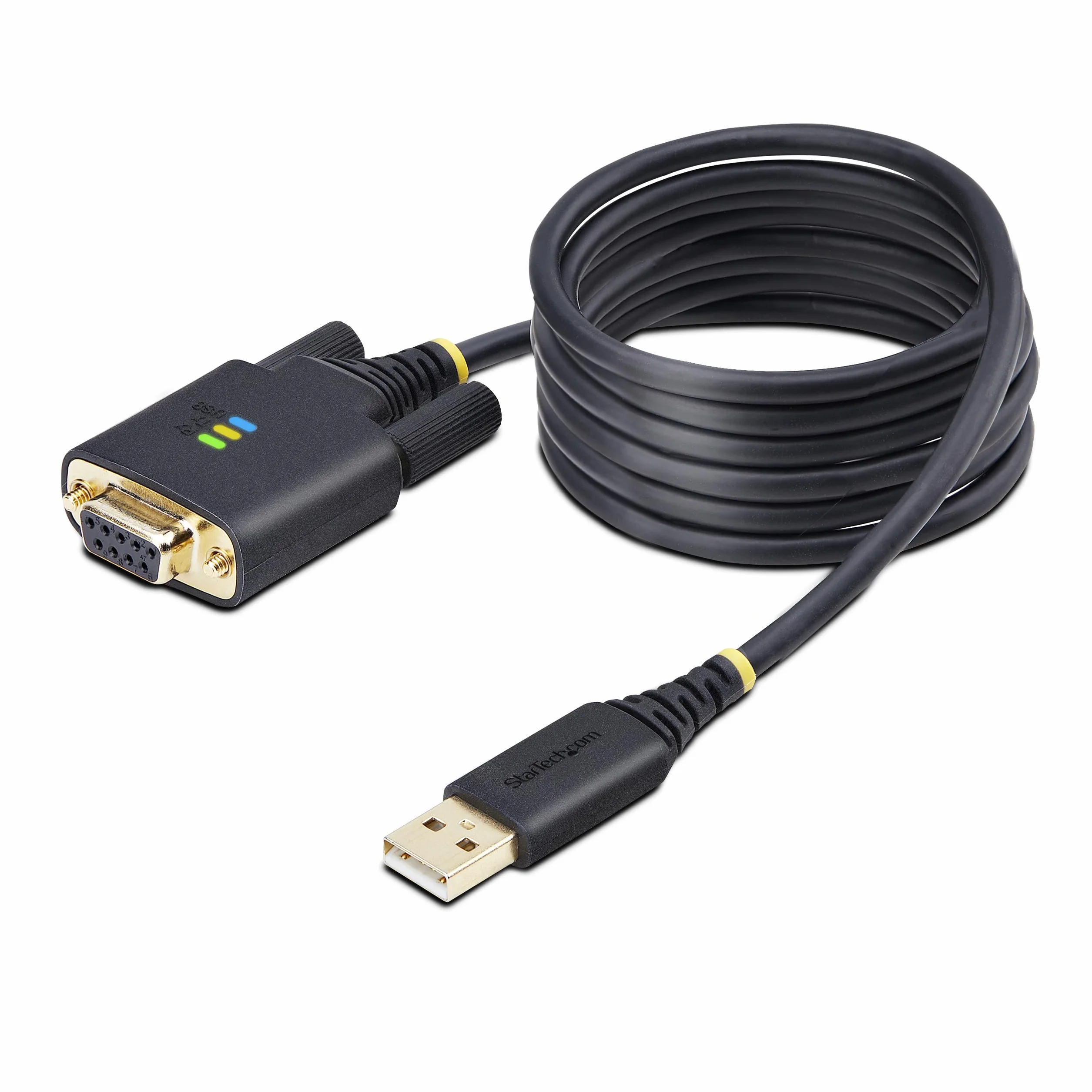 StarTech.com 2 m kabel adaptera szeregowego modemu USB na zerowy, przechowywanie COM, FTDI, USB-A do RS232, wymienne śruby/nakrętki DB9