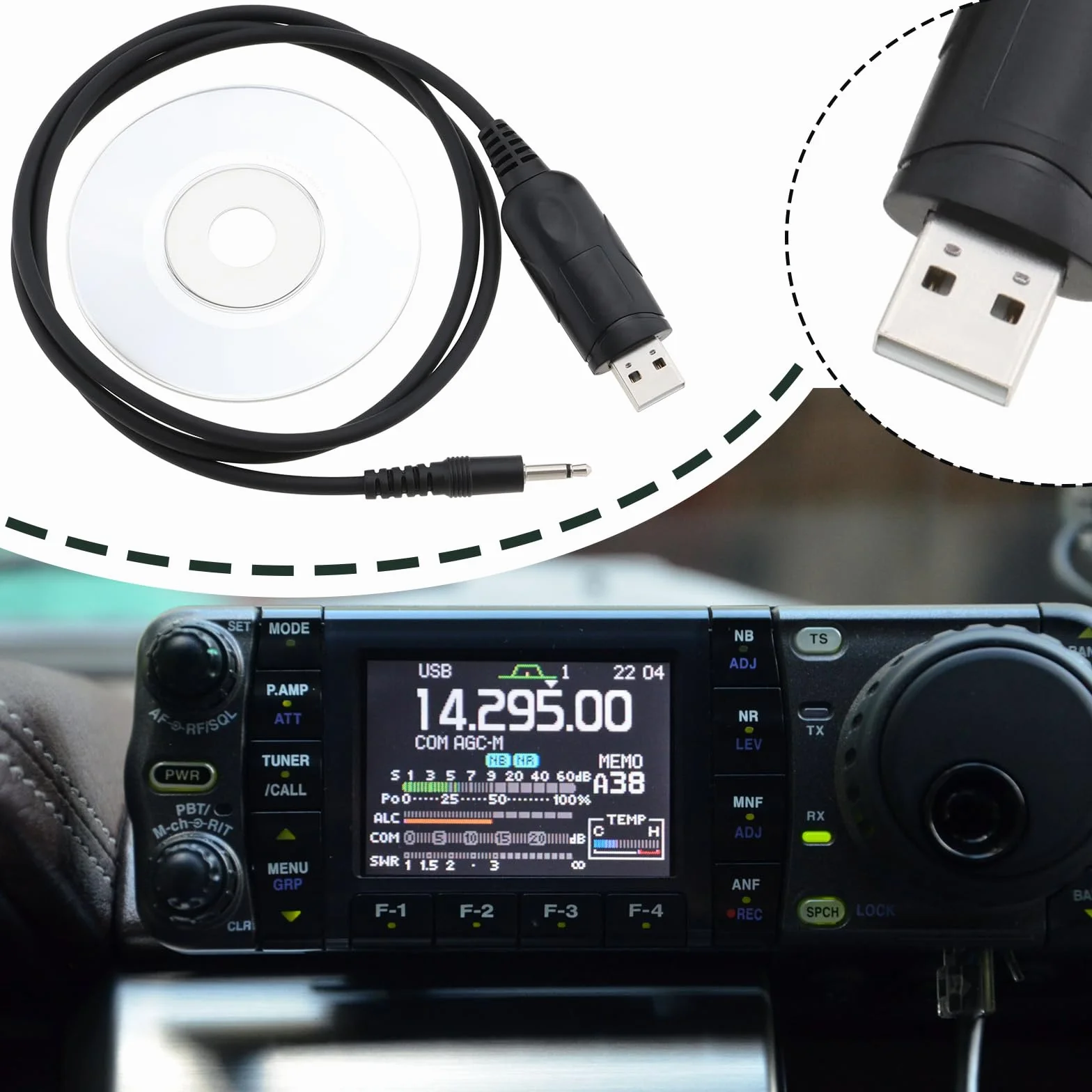 Create idea 1 szt. radia CT-17 kabel USB do programowania CI-V CAT, kompatybilny z radiem ICOM IC-7000 IC-7300 IC-7400 IC-7600 IC-7700 IC-7800 Moible Radios, 1 m