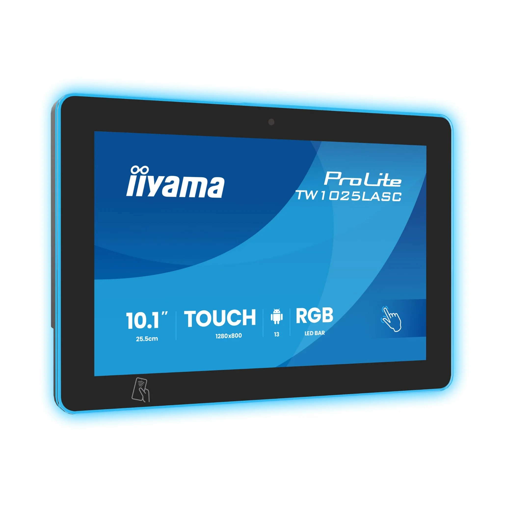 iiyama Prolite TW1025LASC-B3PNR monitor LED IPS 25,5 cm 10,1" WXGA 10-punktowy pojemnościowy multitouch wyjście audio USB3.2/2.0/mini LAN PoE Android WiFi Bluetooth NFC/RFID Kamera internetowa