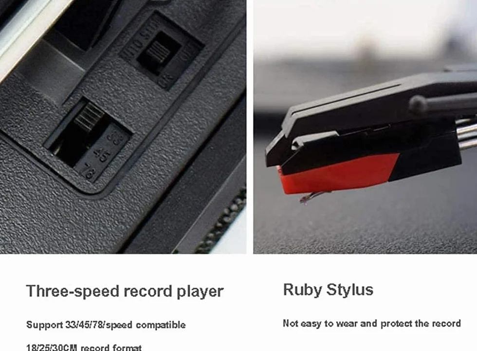 Gramofon – system retro 4 w 1 z radiem AM/FM, odtwarzaczem kasetowym, odtwarzaczem CD i dwoma głośnikami stereo do klasycznego odtwarzania muzyki