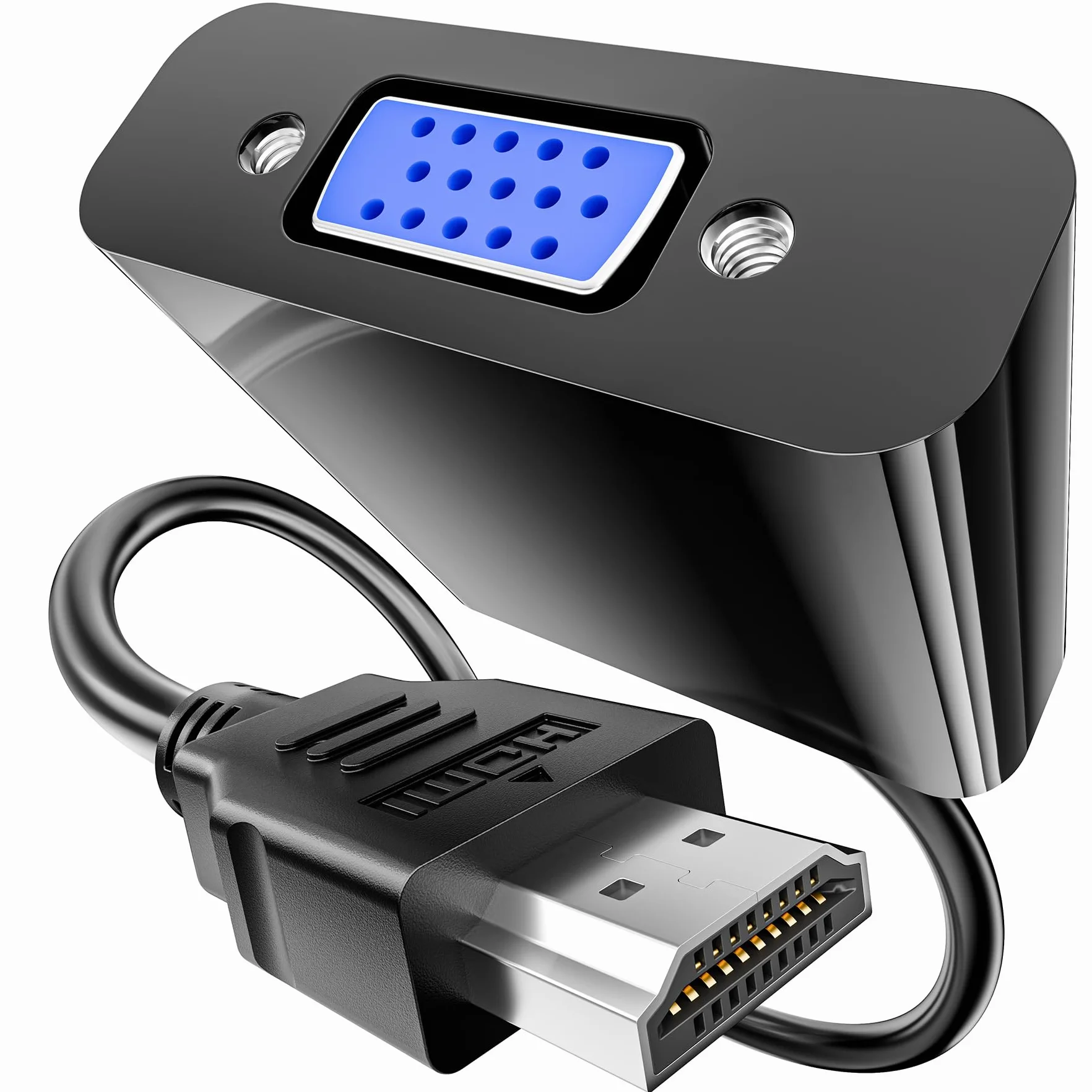 BHHB HDMI na VGA, jednokierunkowy adapter HDMI do monitora VGA (wtyczka na gniazdo), kabel HDMI do VGA, kompatybilny z monitorem komputerowym, laptopem, projektorem, HDTV, Chromebookiem, Raspberry Pi