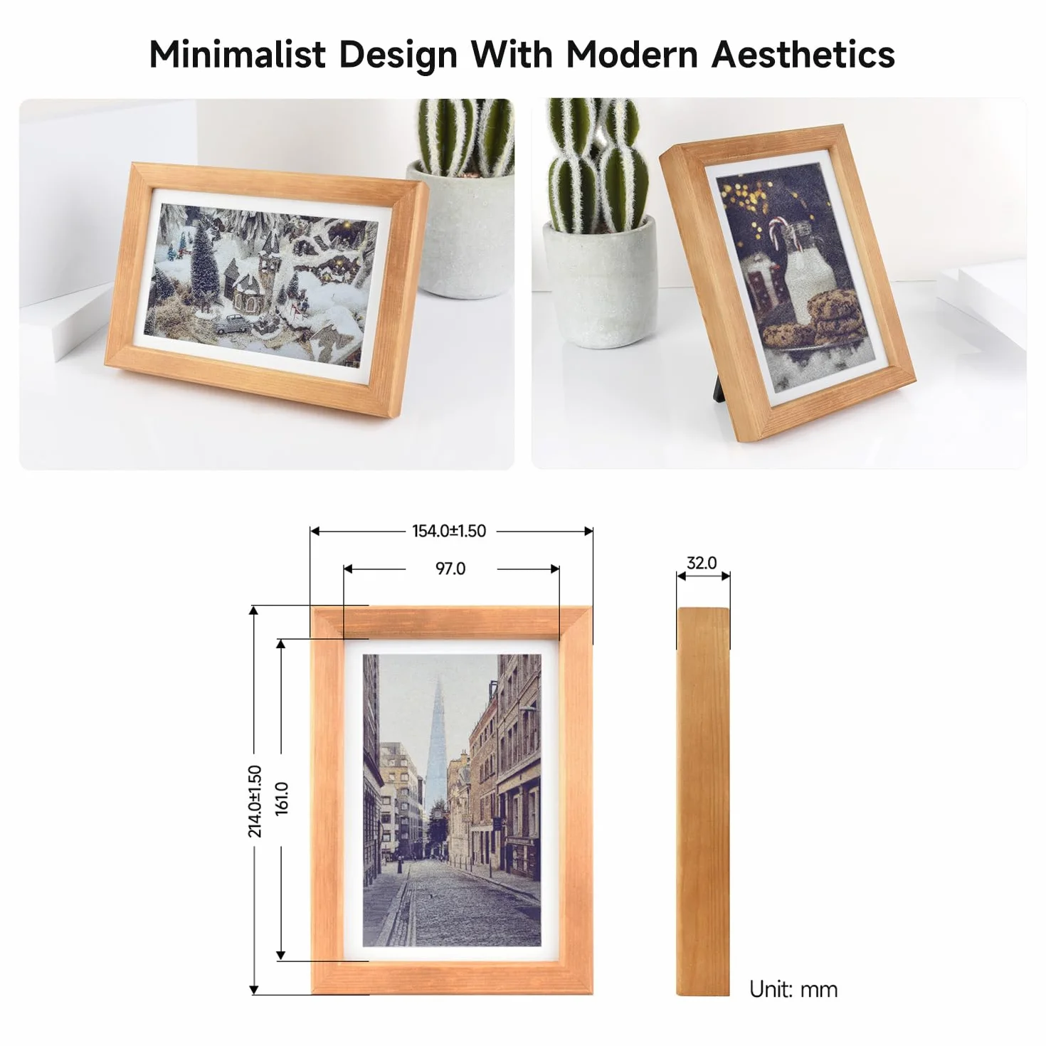 Waveshare 7.3inch E6 Full Color E-Paper With Solid Wood Photo Frame, Ultra-Long Standby, 800 x 480 Resolution(batt NOT Included)