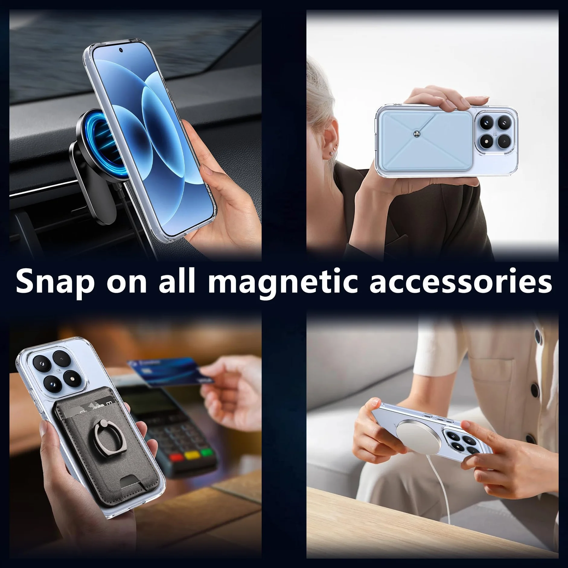 Etui magnetyczne do Xiaomi 17 5G z 2 szkła pancernego, MagSafe, przezroczyste