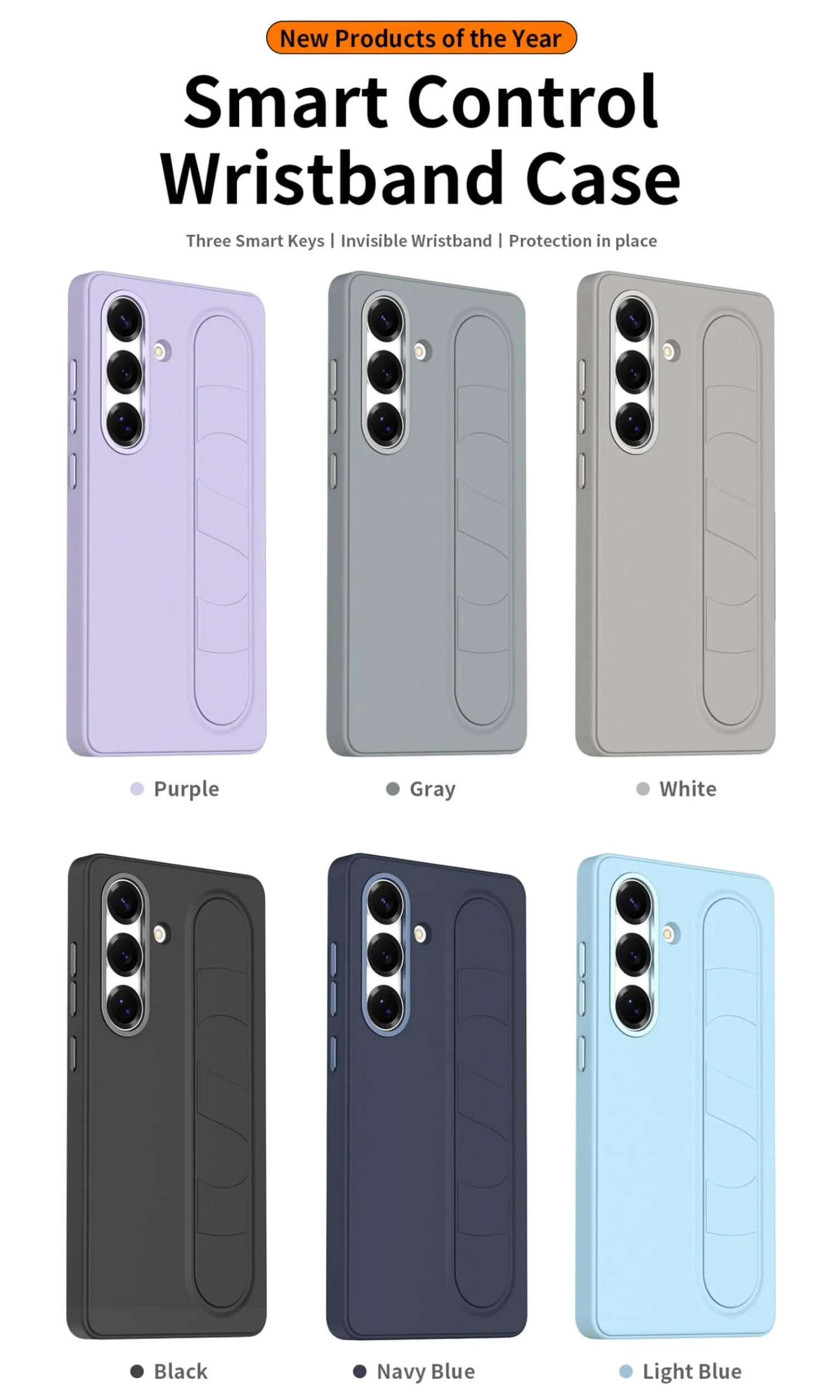 Etui na telefon komórkowy Galaxy S24 + 3 przyciski Smart NFC + stojak na bransoletkę + metalowy aparat, Slim Stand ing Grip Case do Samsung Galaxy S24 (5)