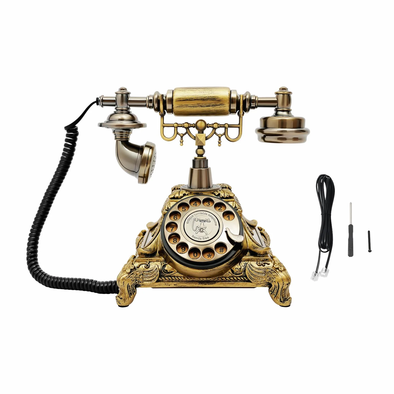 Vintage Antyczny Nostalgia Telefon stacjonarny z dyskiem wyboru do domu biura kawiarni bar staromodny telefon stacjonarny do dekoracji domu