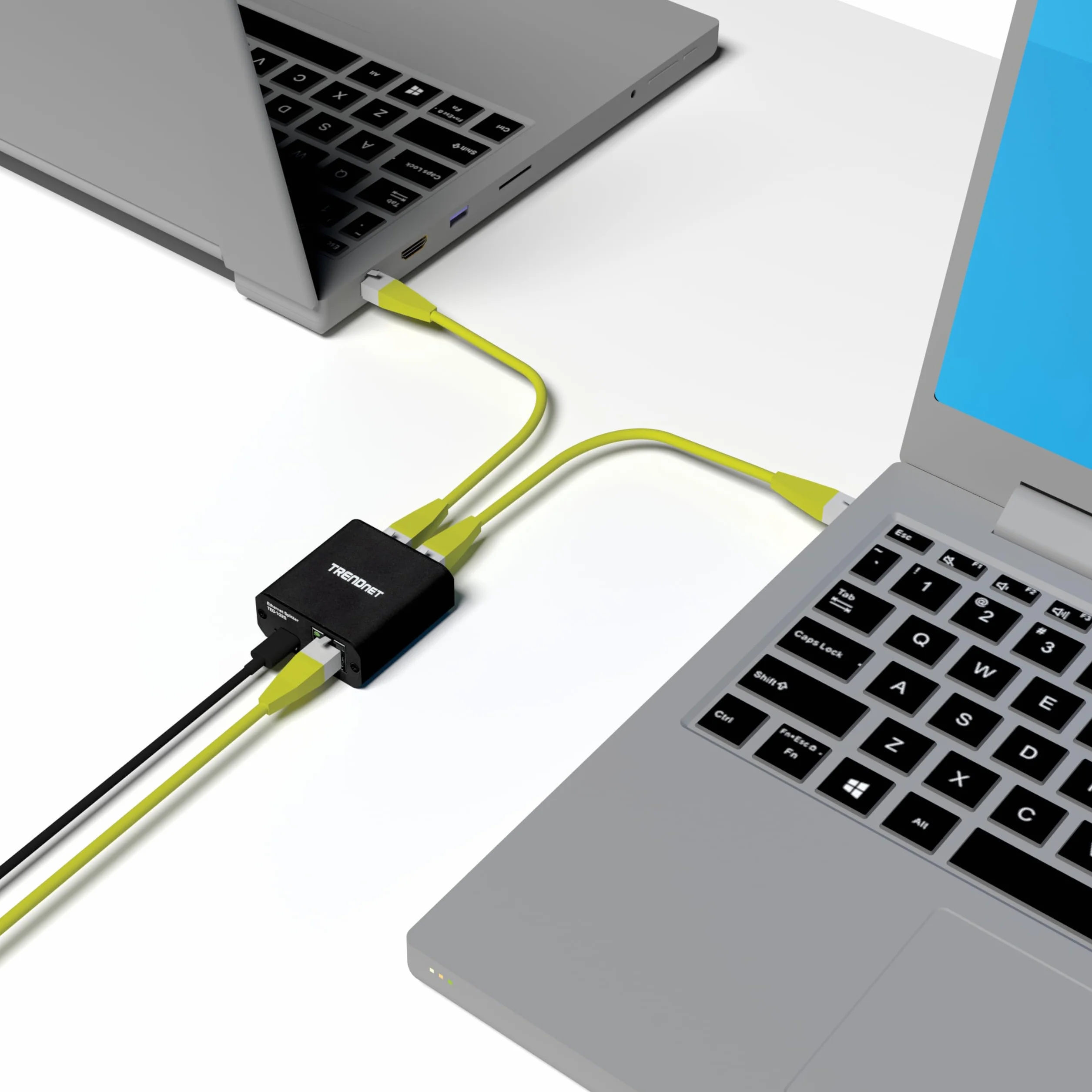 TRENDnet 2-portowy rozdzielacz gigabitowy z zasilaniem USB typu C, TEG-102S, dzieli jedno połączenie sieciowe na dwa, rozdzielacz Ethernet, kabel zasilający USB typu C w zestawie, zgodny z NDAA i TAA