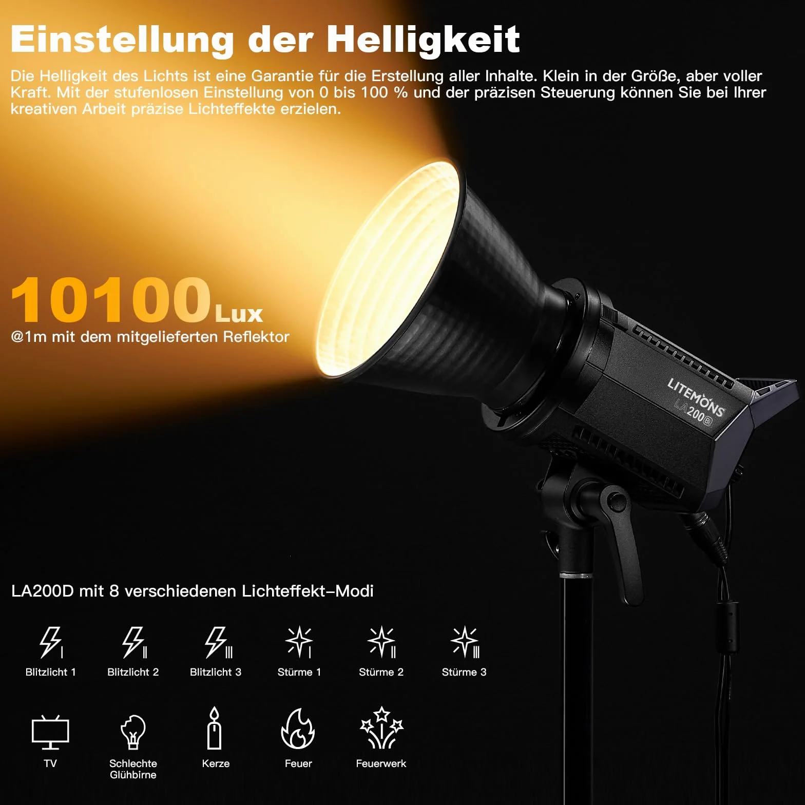 Godox Litemons LA200Bi 230w światło dzienne wideo, dwukolorowe studyjne światło ciągłe 5600K, CRI 96+ TLCI 97+, 101000lux z 8 efektami FX Mocowanie Bowens i sterowanie APP do transmisji na żywo, wideo