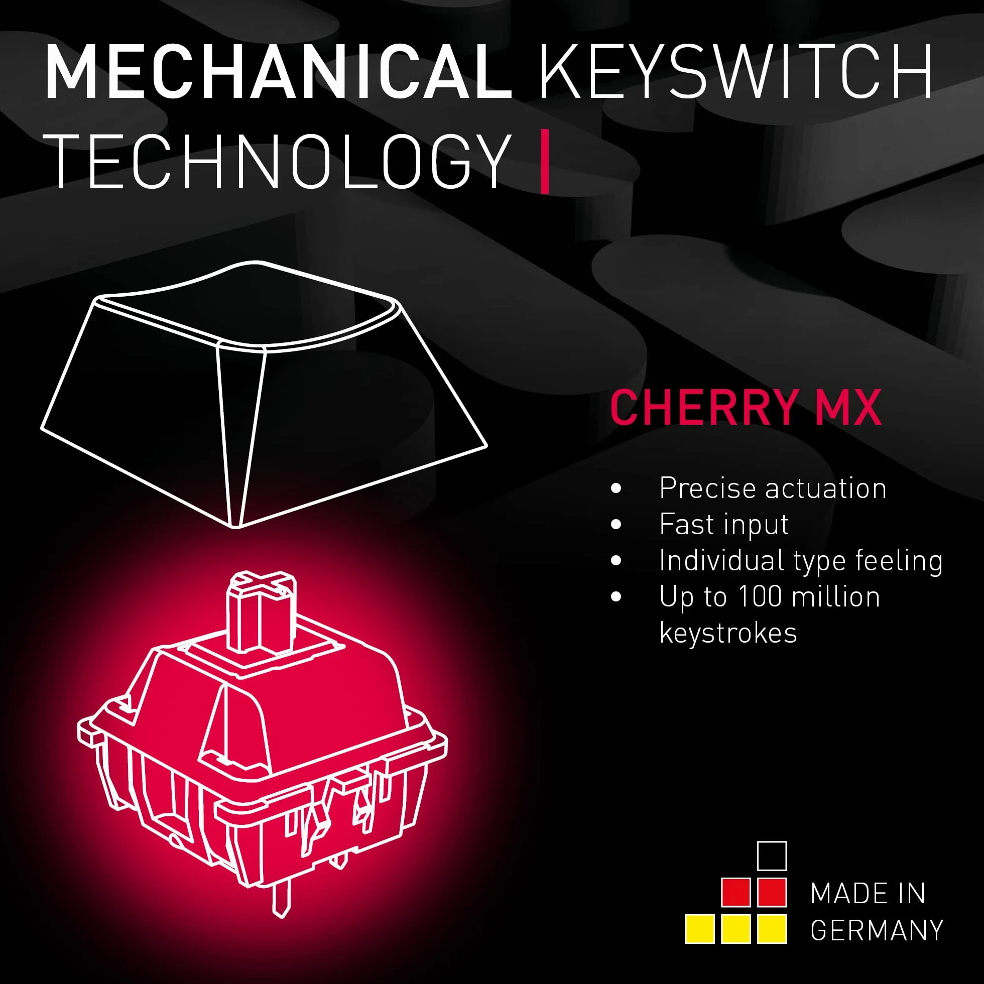 CHERRY MX 3.0S bezprzewodowa mechaniczna klawiatura gamingowa z oświetleniem RGB, układ francuski (Azerty), Bluetooth, połączenie bezprzewodowe lub kablowe, przełączniki MX RED, biała