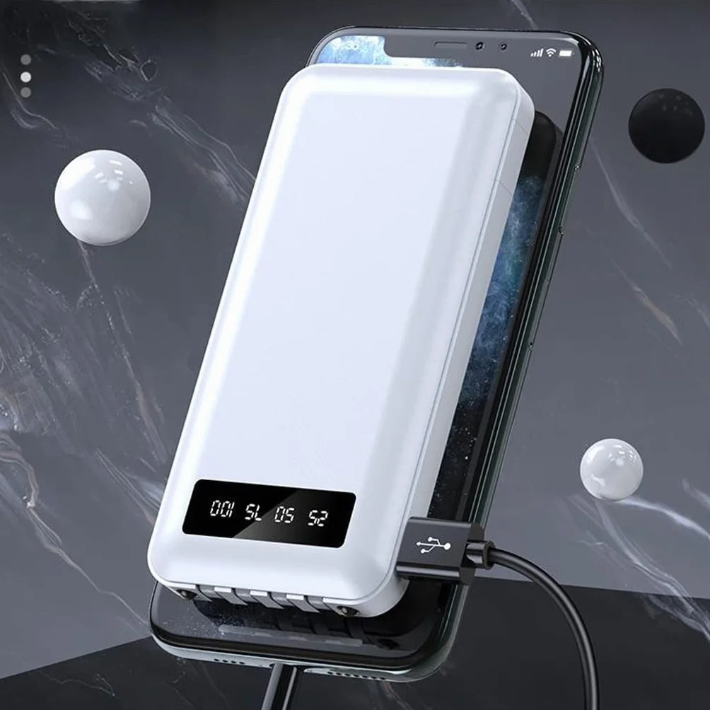 JJJ Mini szybkie ładowanie jest dostarczane z Line Sharing Power Bank 20 000 mAh światło i przenośny powerbank o dużej pojemności (kolor: biały, rozmiar: 10 000 mAh)