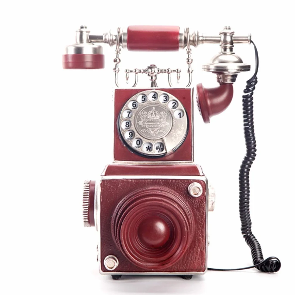 Obrotowy domowy telefon stacjonarny w stylu retro - design z połączeniem - klasyczny wystrój do stylowych wnętrz domowych