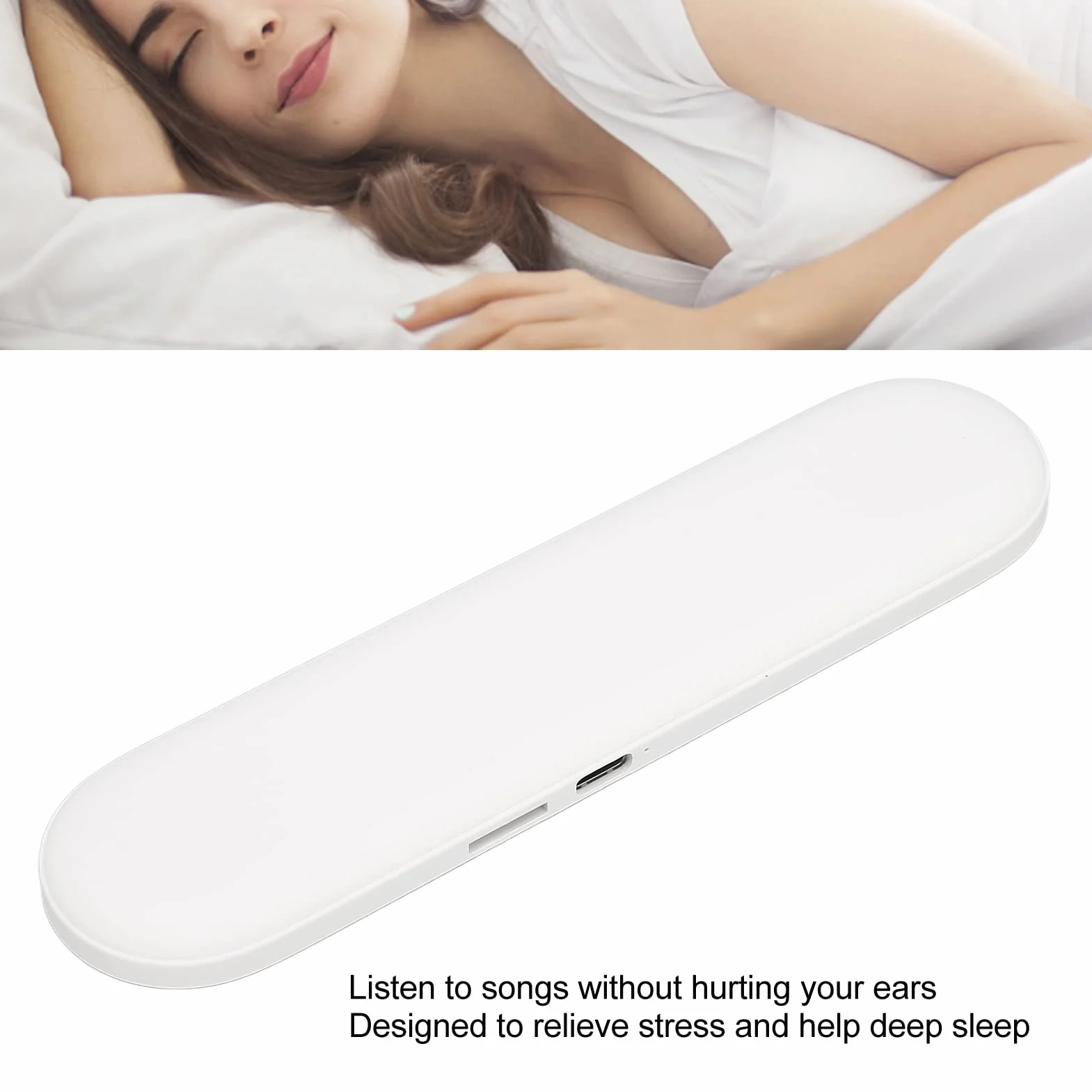 Głośnik Poduszkowy, Głośnik Przewodnictwa Kostnego z Funkcją Timera i Basem Stereo, Głośnik do Spania do Snu, Medytacja, Słuchawki Bluetooth do Spania do Głębokiego Snu(Biały)