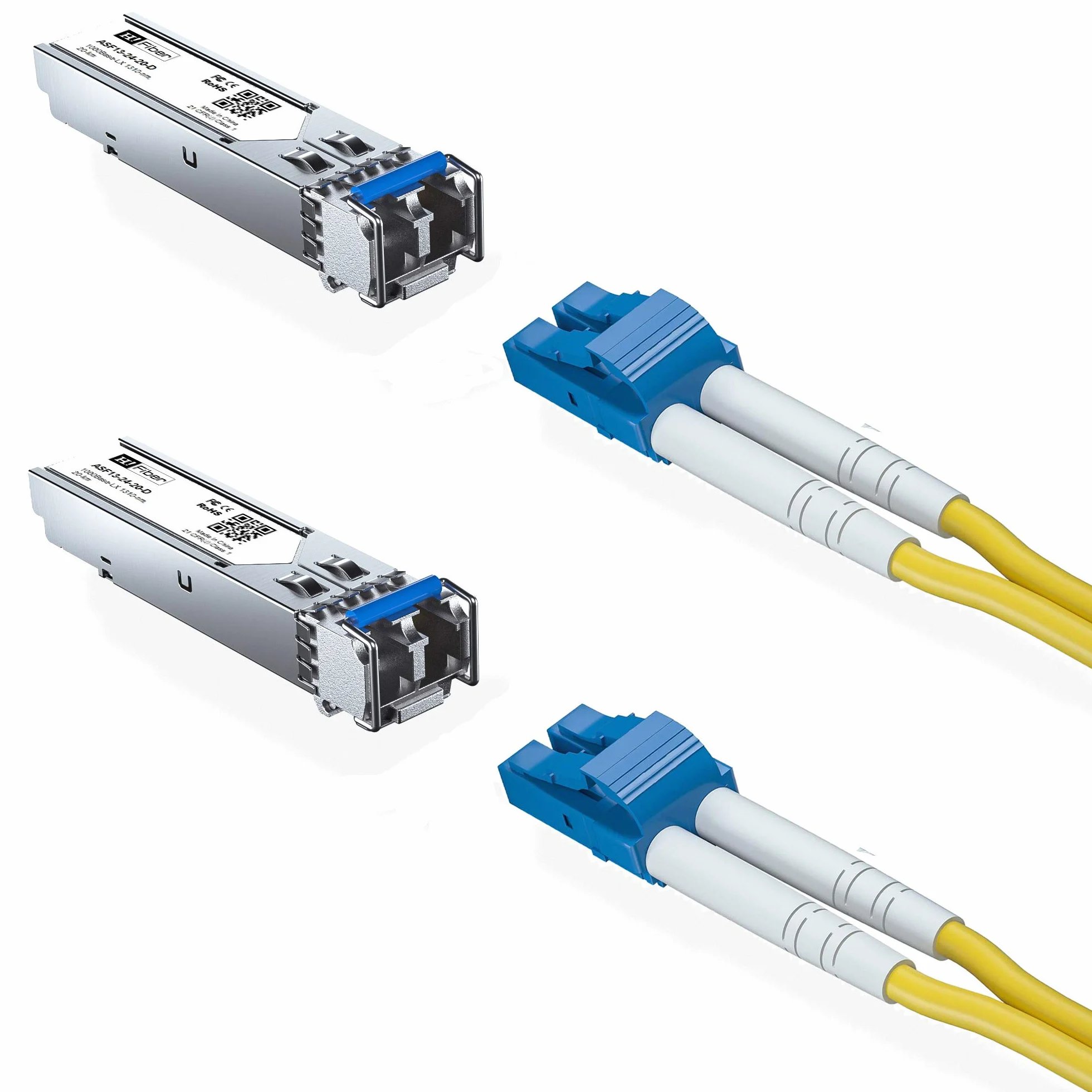 H!Fiber 2-pak 1,25 Gbps SFP Transceiver Single Mode Gigabit Mini GBIC Module 1000BASE-LX/LH Ubiquiti UF-SM-1G 1310 nm 20 km Dual LC