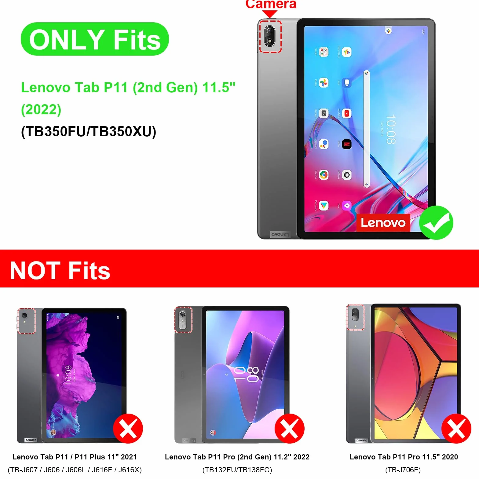 FINTIE Etui kompatybilne z Lenovo Tab P11 (2. generacji) 11,5" TB350FU/TB350XU 2022, Tablet, cienka lekka obudowa ochronna z funkcją automatycznego budzenia/snu, ciemnoniebieski