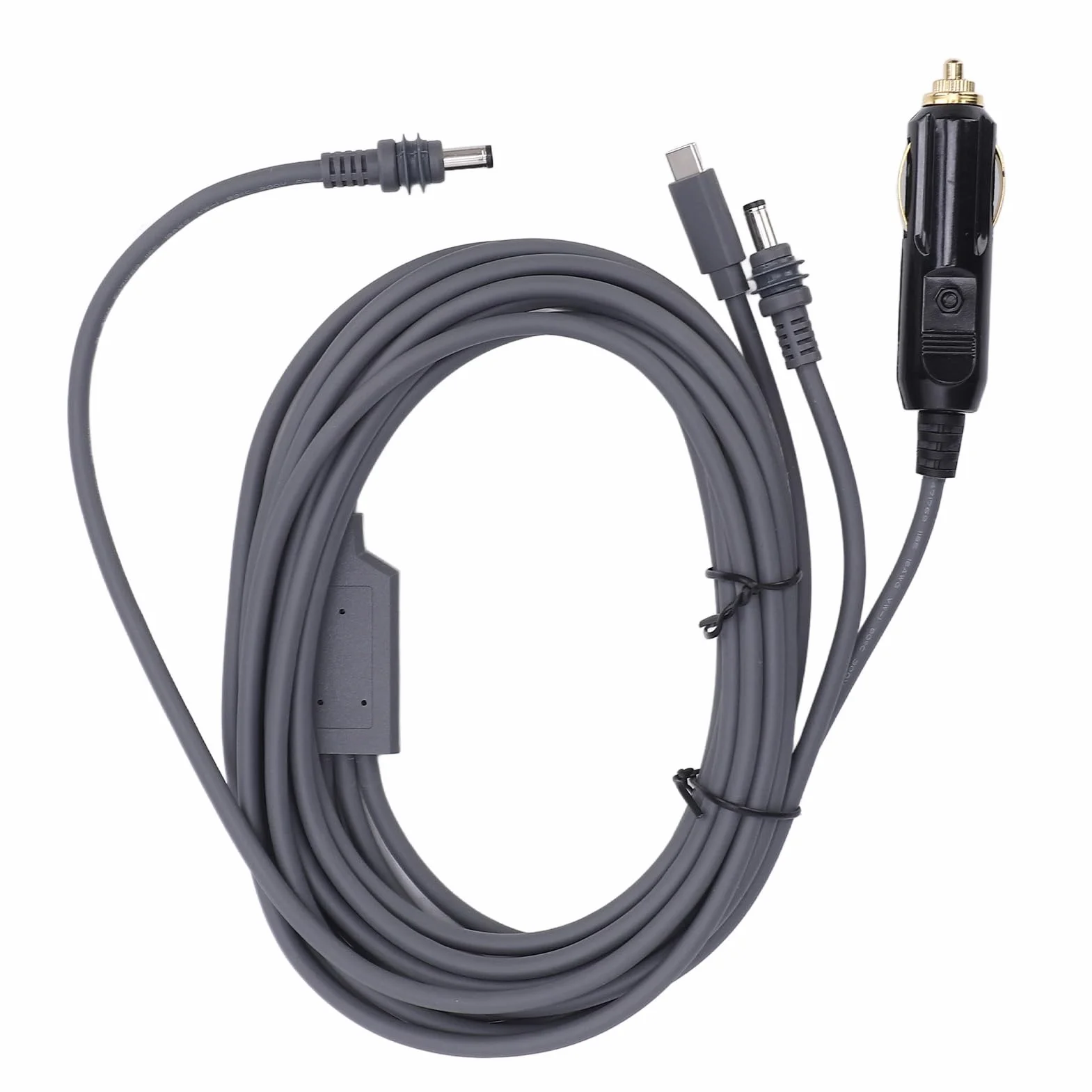 Mini 3 w 1 kabel zasilający DC 16FT, 18AWG USB-C 12-24V wtyczka zapalniczki samochodowej i męski kabel zasilający DC do Mini, Plug and Play, akcesoria