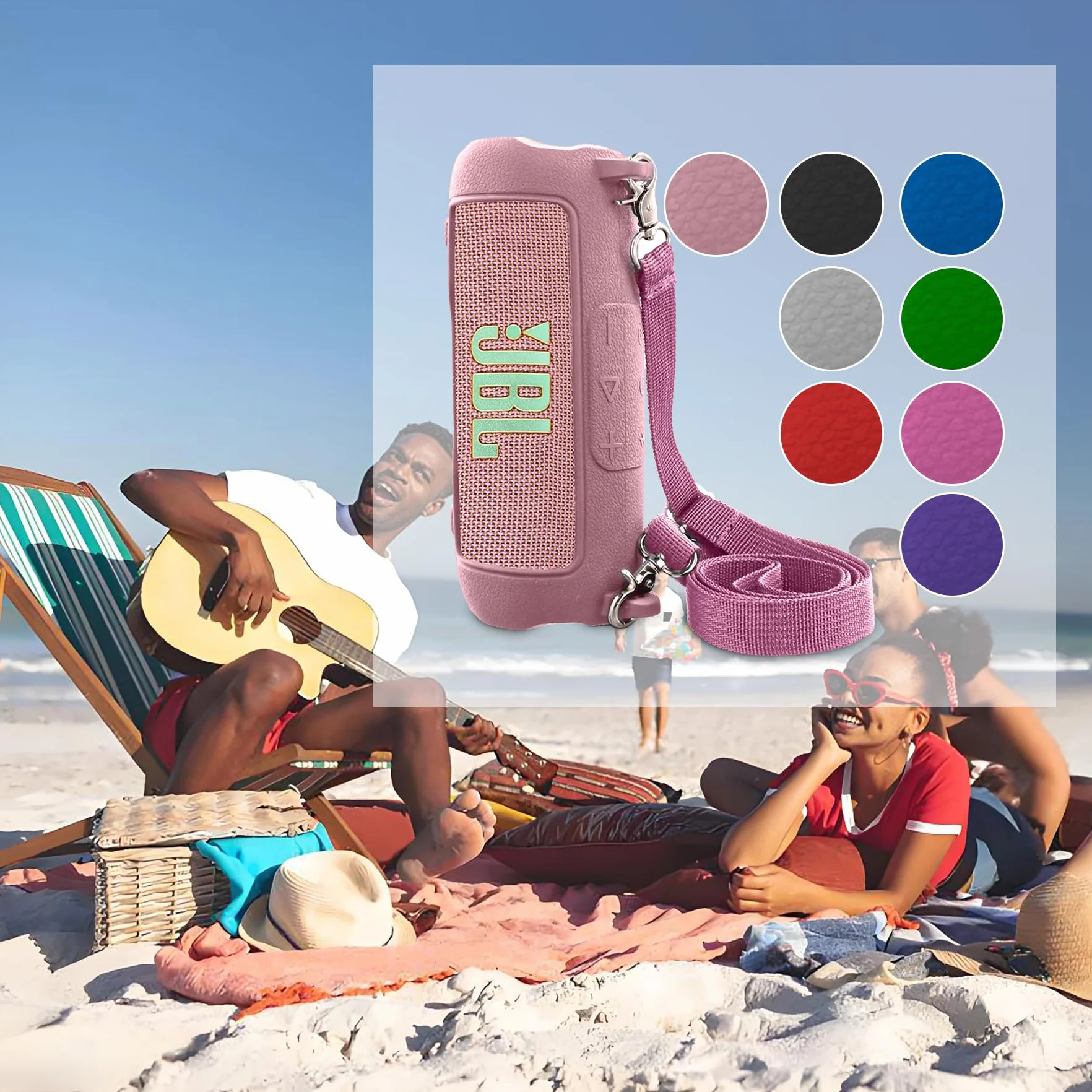 co2CREA Silikonowe etui do JBL Flip 7 bezprzewodowe przenośne etui na głośnik Bluetooth
