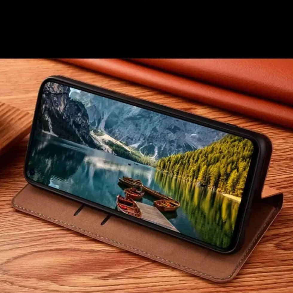 Generic etui kompatybilne z Samsung Galaxy S20 (kolor: ciemnobrązowy) prawdziwa skóra z klapką magnetyczne etui CrocoPattern