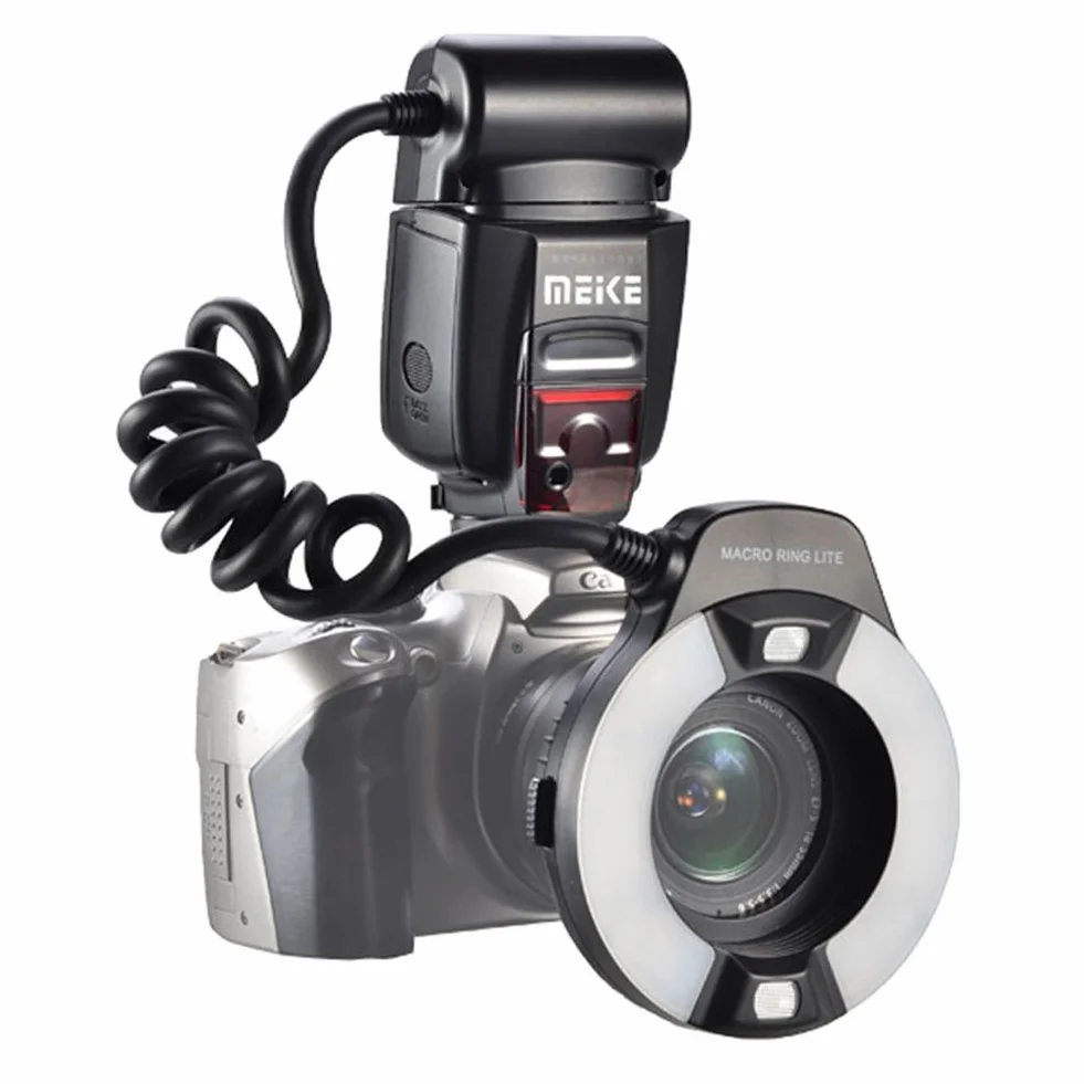 Meike MK-14EXT iTTL TTL LED makro ring lampa błyskowa do aparatu Nikon D4 D800 D5200 D7100 DSLR z mocowaniem na gorącą stopkę