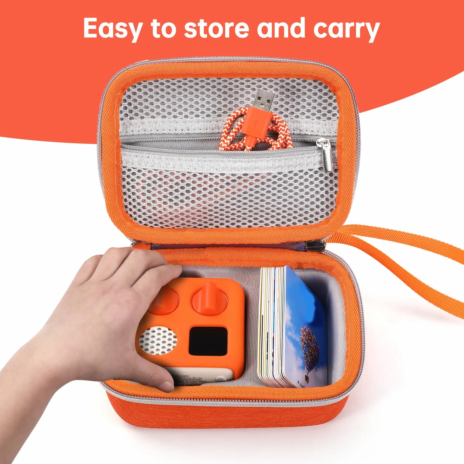 etui z pianki EVA do przechowywania Yoto Mini (edycja 2024) odtwarzacza audio i akcesoriów, przenośny twardy etui ochronny pokrowiec skóra organizer torba na rękę, pomarańczowy, 17 x 12 x 7