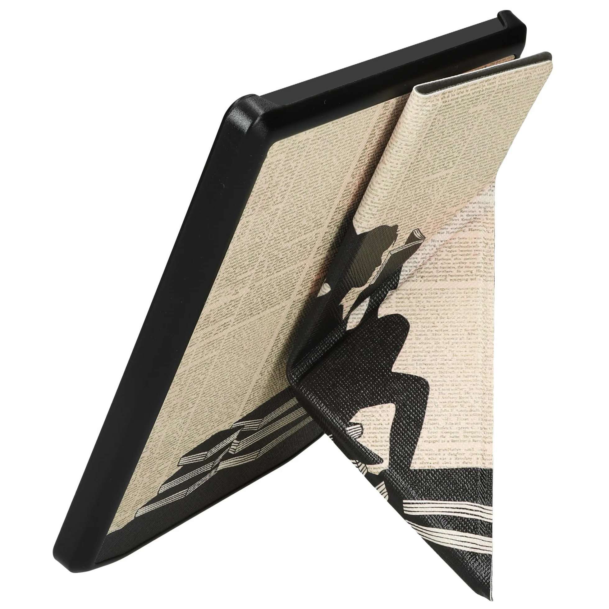 kwmobile Etui kompatybilne z Pocketbook Verse/Verse Pro/Verse Color - Magnetyczne etui origami na e-book czytnik czarny/beżowy