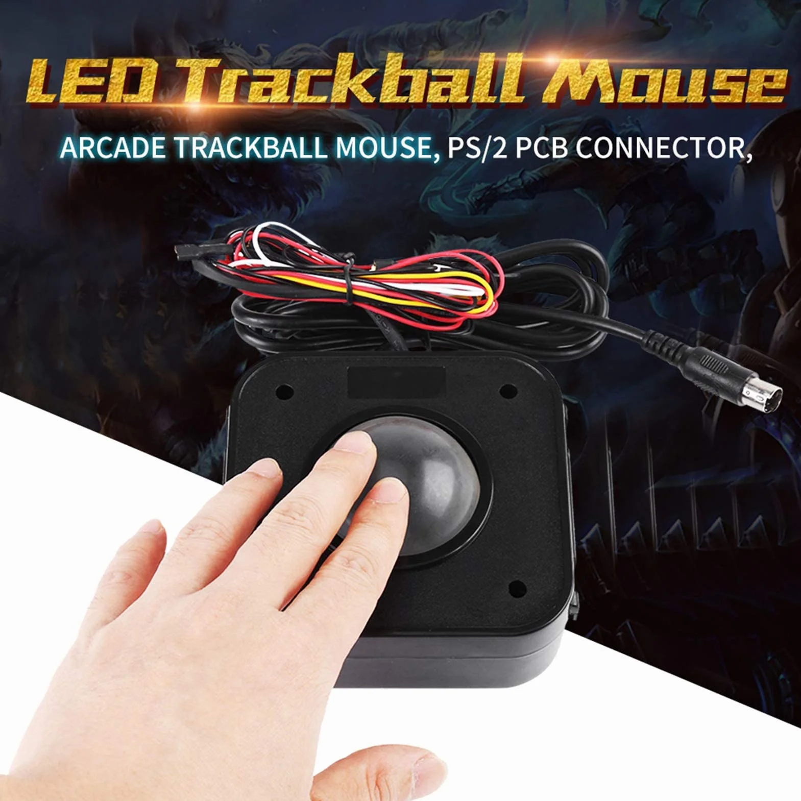 WANGCL 4,5 cm okrągła mysz LED Trackball PS/2 złącze PCB, przewodowy trackball USB do gier zręcznościowych