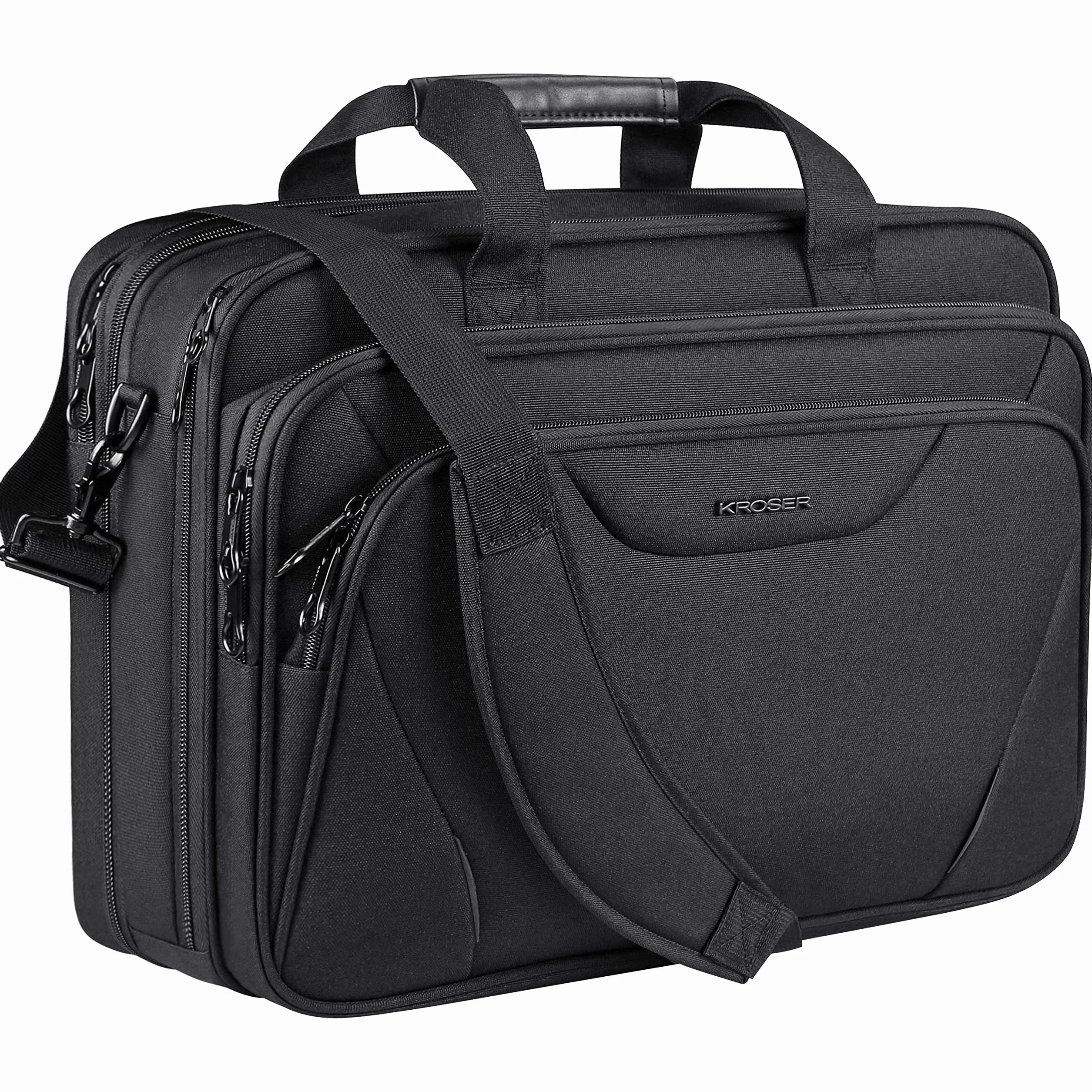 KROSER 18" torba na laptopa do 17,3" wodoodporna torba rozciągliwa teczka na ramię do podróży/biznesu/szkoły/mężczyźni/kobiety torba na laptopa