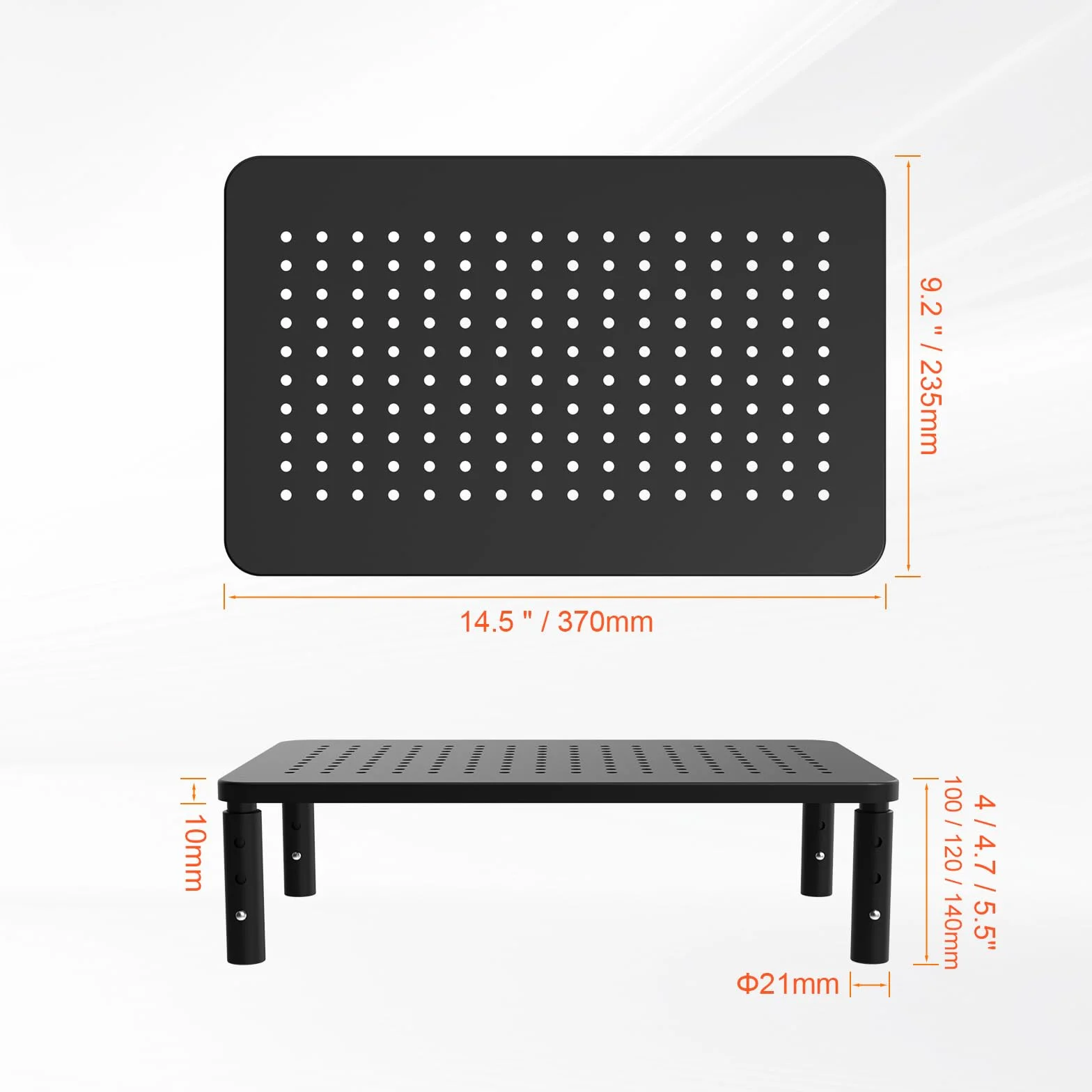 GRIFEMA GB1051 Podstawka pod Monitor Metalowa, Ergonomiczny Stojak na Monitor, Laptop lub Drukarkę, Udźwig do 20 kg, Regulowana Wysokość, 370×235 mm, Czarna