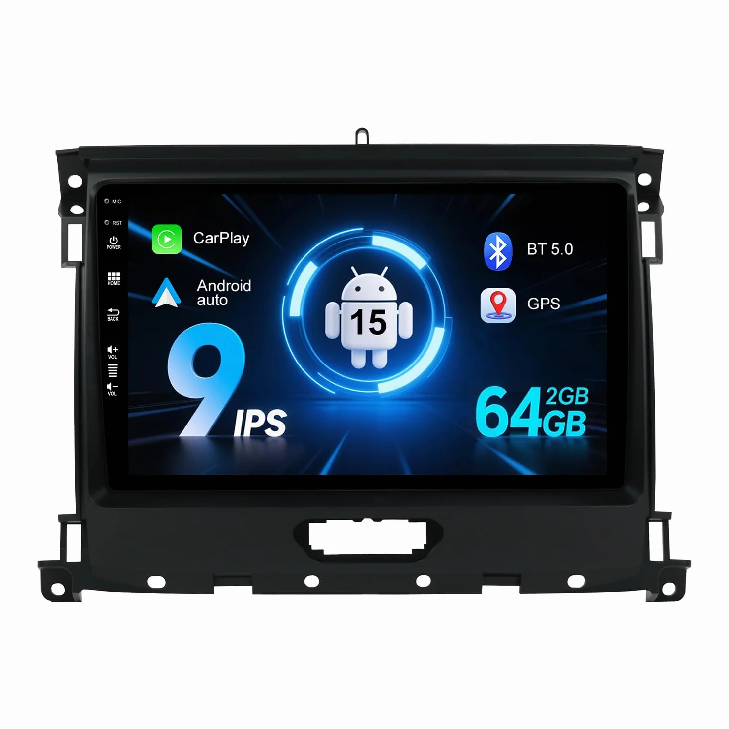 Radio samochodowe 2G+64G Android 15 dla Ford Ranger Everest T6 2016-2020 z ekranem dotykowym Carplay Android Auto DSP 9-calowy ekran dotykowy - lustro Link GPS WiFi BT FM/RDS SWC Fast Boot