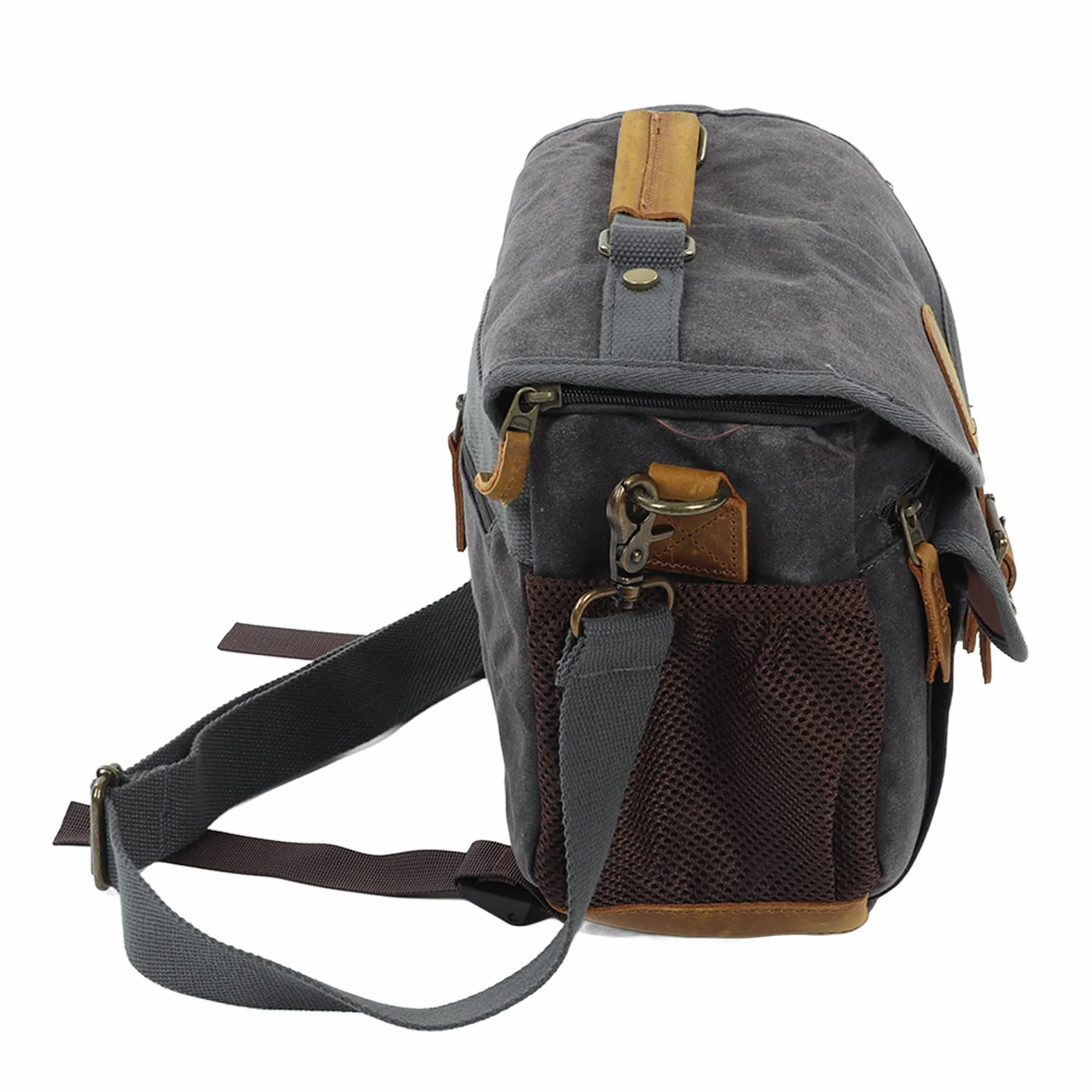 Vintage Canvas Camera Bag, 10,2x7.9x4,7 cala woskowane płótno z skórzaną torbą na ramię na ramię do fotografii DSLR