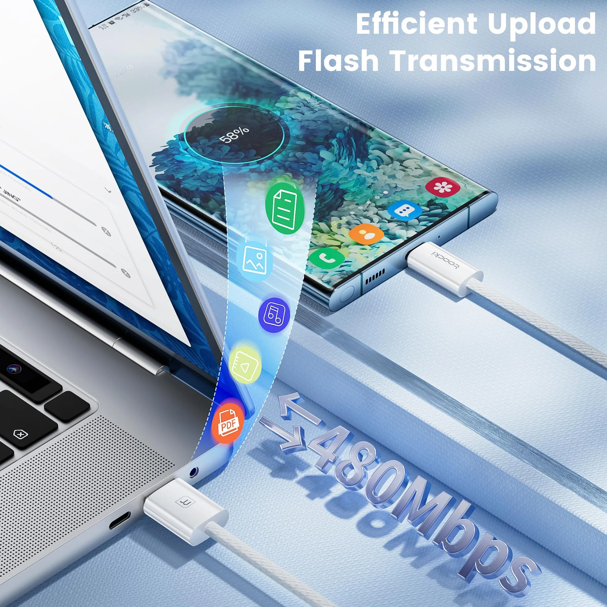 toocki Kabel USB C, 2 m, kabel do ładowania USB C, kabel do szybkiego ładowania, nylonowy kabel do ładowania USB C do iPhone 16 Pro Max, Samsung Galaxy S24, S23, S22, S21, S20, S10, S9, S8, Note10