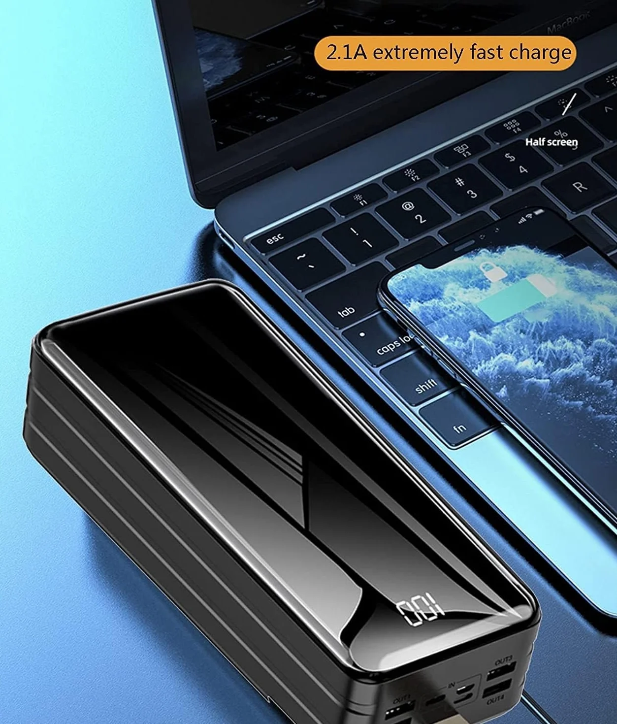 Power Bank 60000-80000Mah USB 4 wyjścia 3 wejścia baterii o dużej pojemności z ekranem szybkiego ładowania dla wszystkich telefonów komórkowych, smartfonów, tabletów, konsol do gier ( kolor