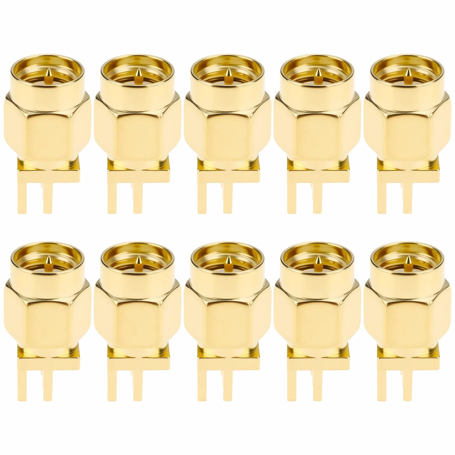 Create idea 10 szt. 4-pinowe złącze wtykowe SMA męskie 1,7 x 4,2 mm wtyczka do montażu krawędzi panelu PCB 50 omów do anteny radiowej