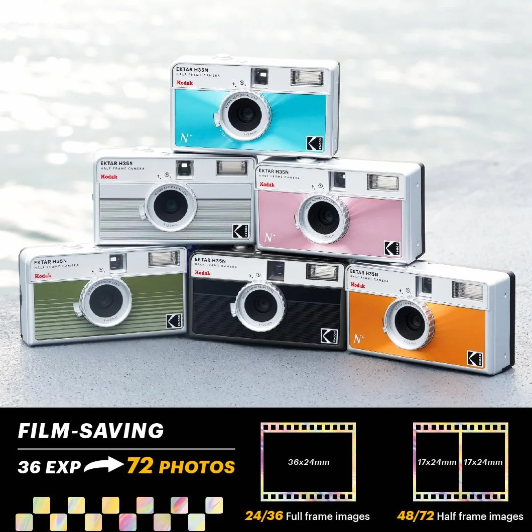 KODAK EKTAR H35N półramkowa kamera filmowa, 35 mm, wielokrotnego użytku, bez ostrości, funkcja żarówki, wbudowany filtr gwiazdkowy, powlekany ulepszony obiektyw (folia i bateria AAA nie są dołączone)