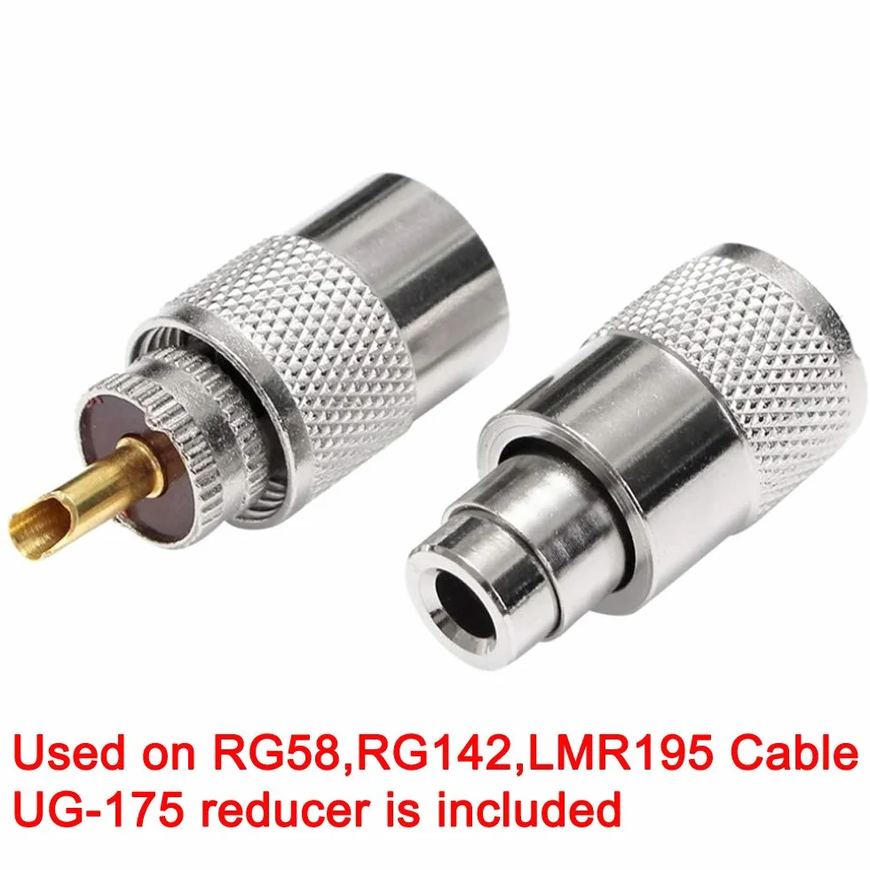 Greluma 6 szt. PL259 złącze wtykowe koncentryczne, wtyczka lutownicza UHF z reduktorem UG-175 do RG-58, RG-213, LMR195, RG142