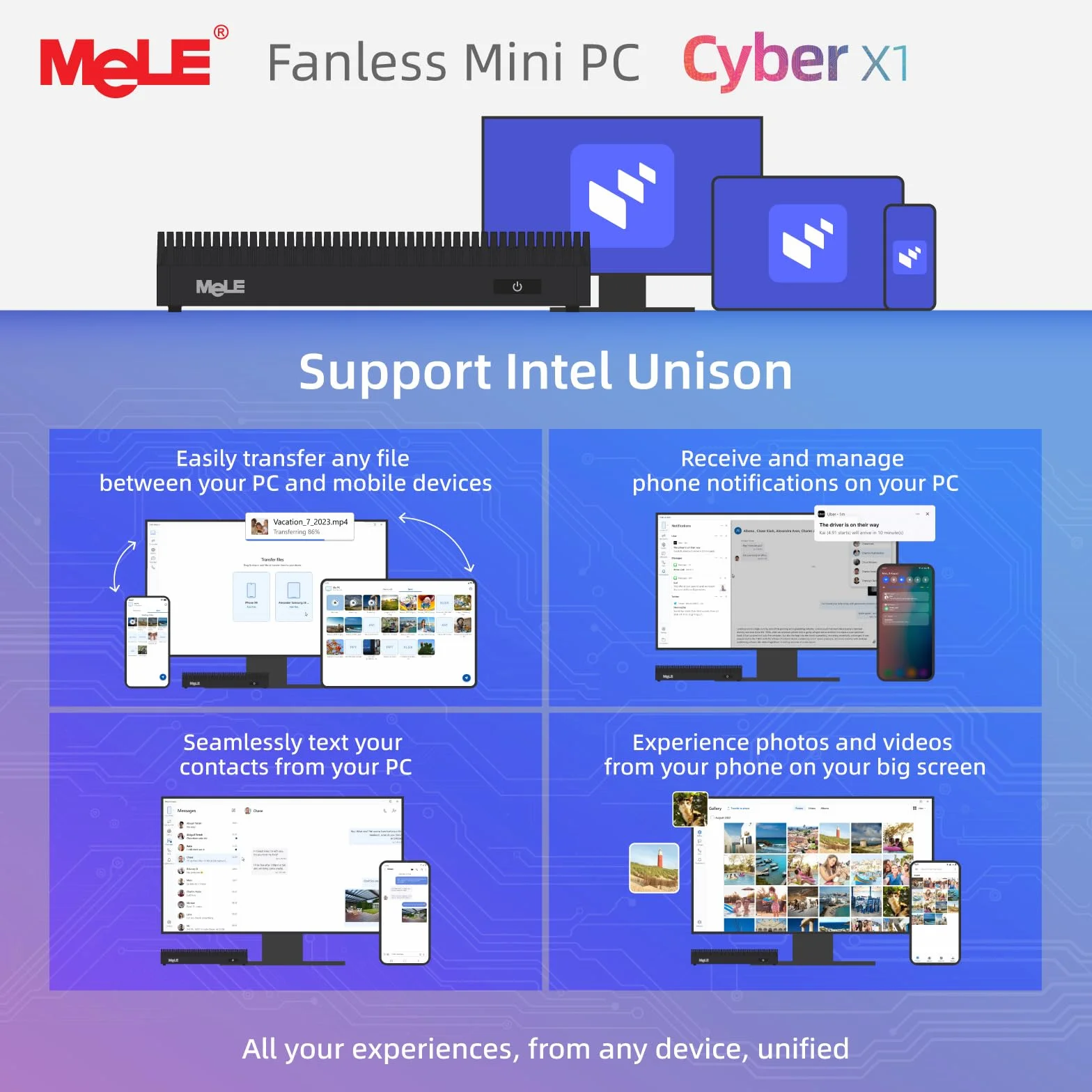 MeLE Cyber X1 Fanloze Mini-PC, N150 32GB 512GB, Dubbele HDMI, USBC Dispaly | N150 tot 3.6GHz, 32GB RAM, 512GB SSD, 4K dubbele HDMI display, USB-C PD3.0, for Home Offfice IoT,Astrophotograpghy