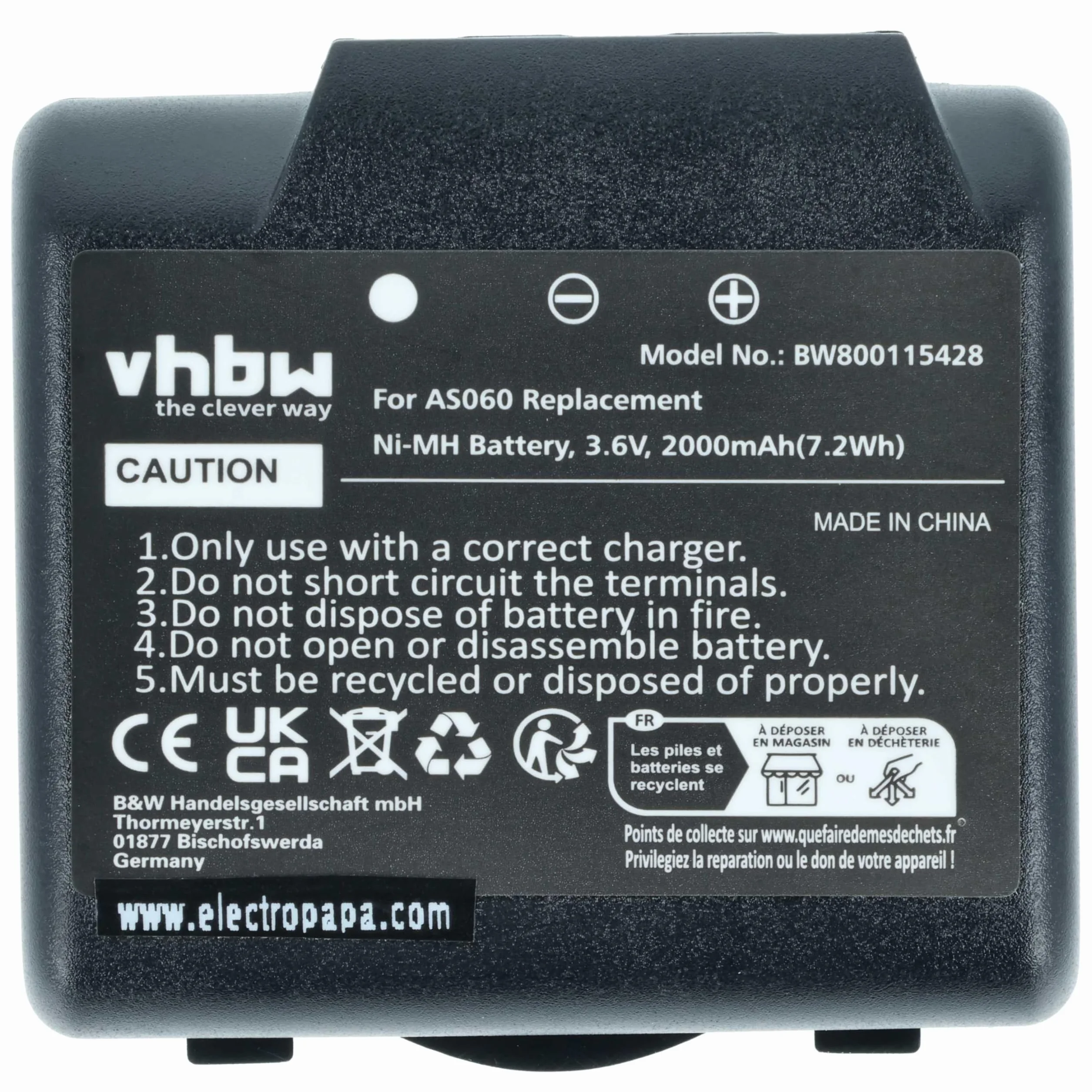 vhbw 5 x akumulator zamienny do IMET AS060, AS083 do przemysłowego pilota zdalnego sterowania radiowego (2000 mAh, 3,6 V, NiMH) - czarny
