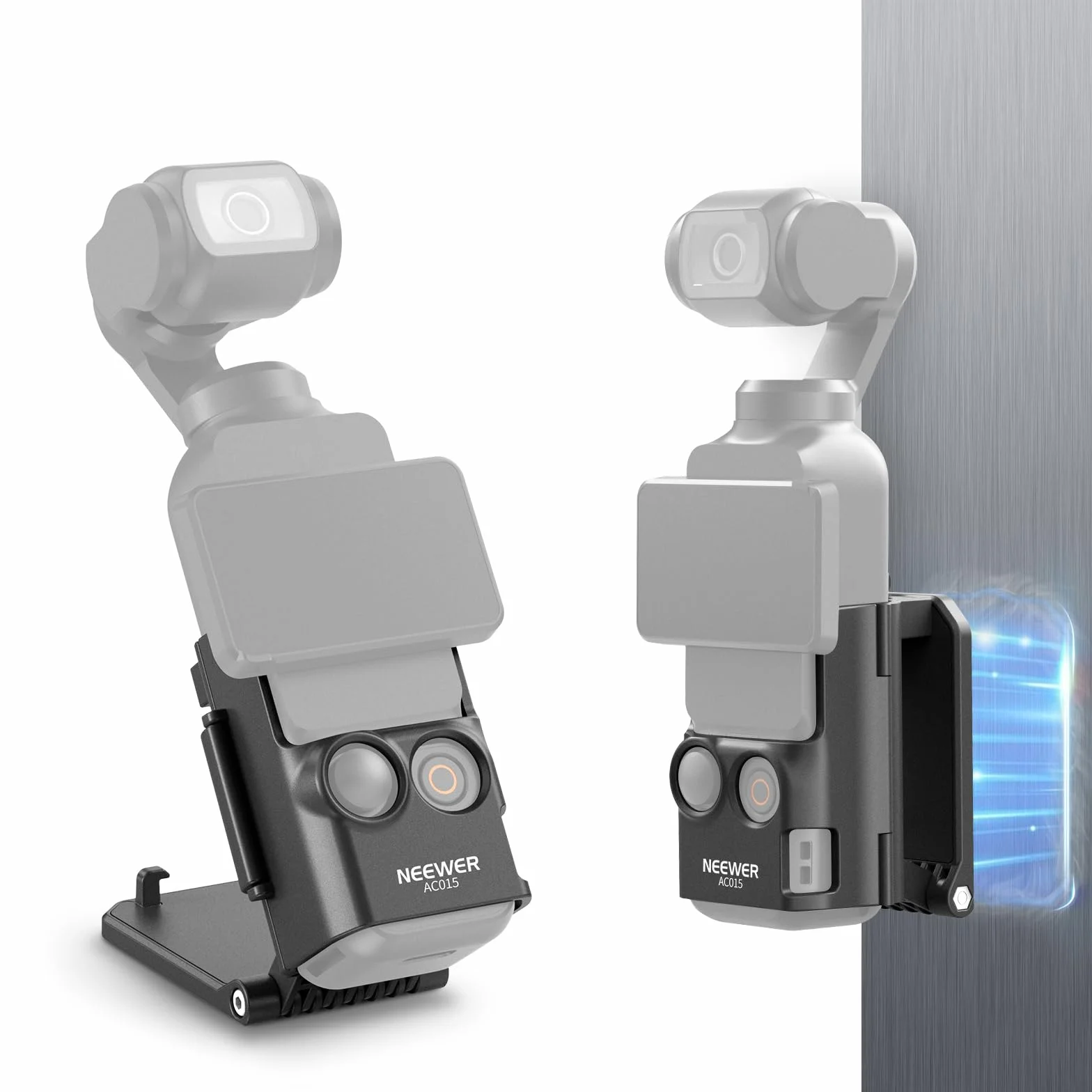 NEEWER Basics AC015 magnetyczny stojak do montażu kompatybilny z DJI Osmo Pocket 3, regulowany plastikowy uchwyt na aparat fotograficzny 180°, akcesoria wielofunkcyjne, adapter rozszerzeniowy do