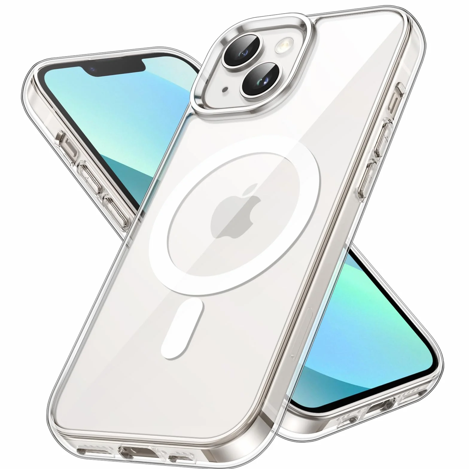 JETech Magnetyczna Etui dla iPhone 13 6,1 Cala Kompatybilny z MagSafe Bezprzewodowy Ładowanie Odporny Wstrząsy Case Przezroczysty Tył