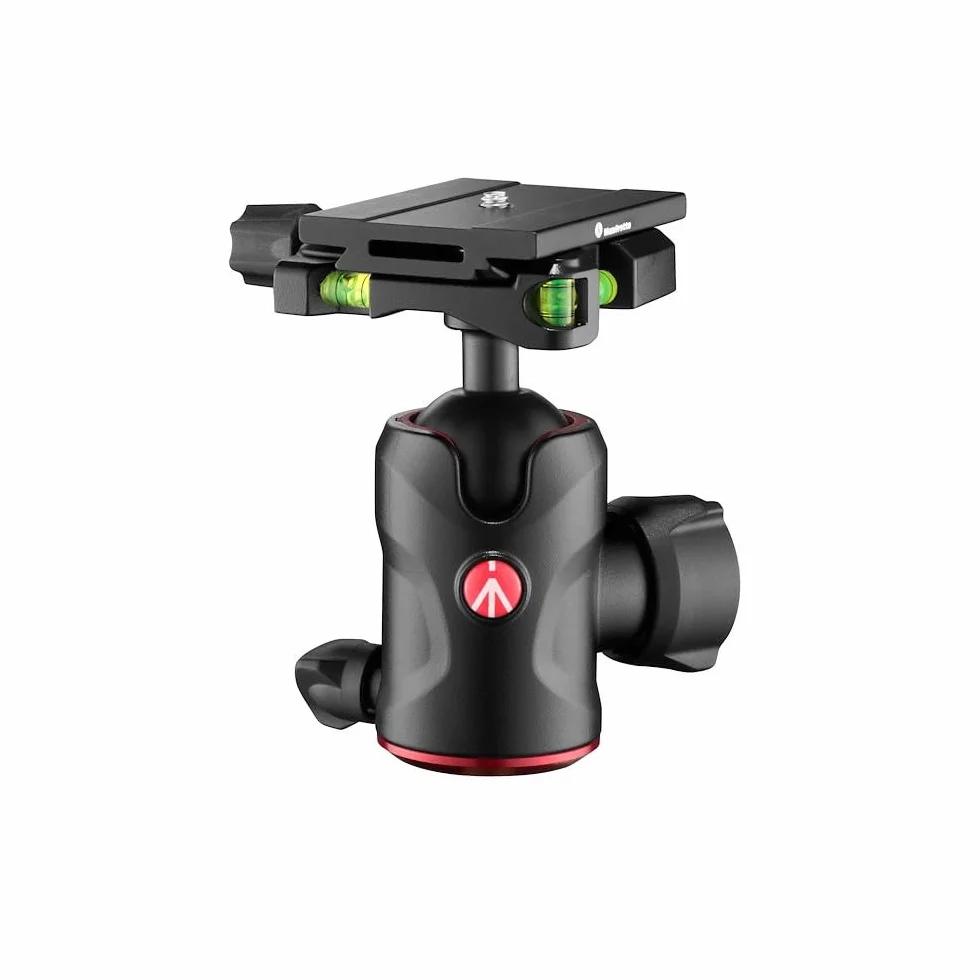 Manfrotto Kompaktowa głowica kulowa 496 z płytką szybkozłączkową MSQ6PL, głowica kulowa do statywów do aparatu, stabilizatorów aparatu, pilotów, sprzętu fotograficznego