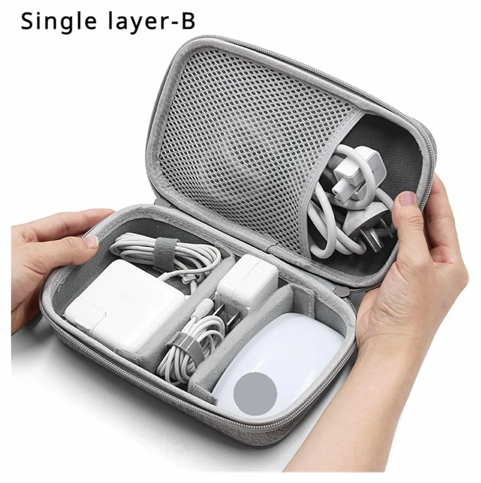 Torba na akcesoria elektroniczne, Etui na elektronikę Power Bank o dużej pojemności Cyfrowa torba podróżna paszport(Double Layer gray xl)