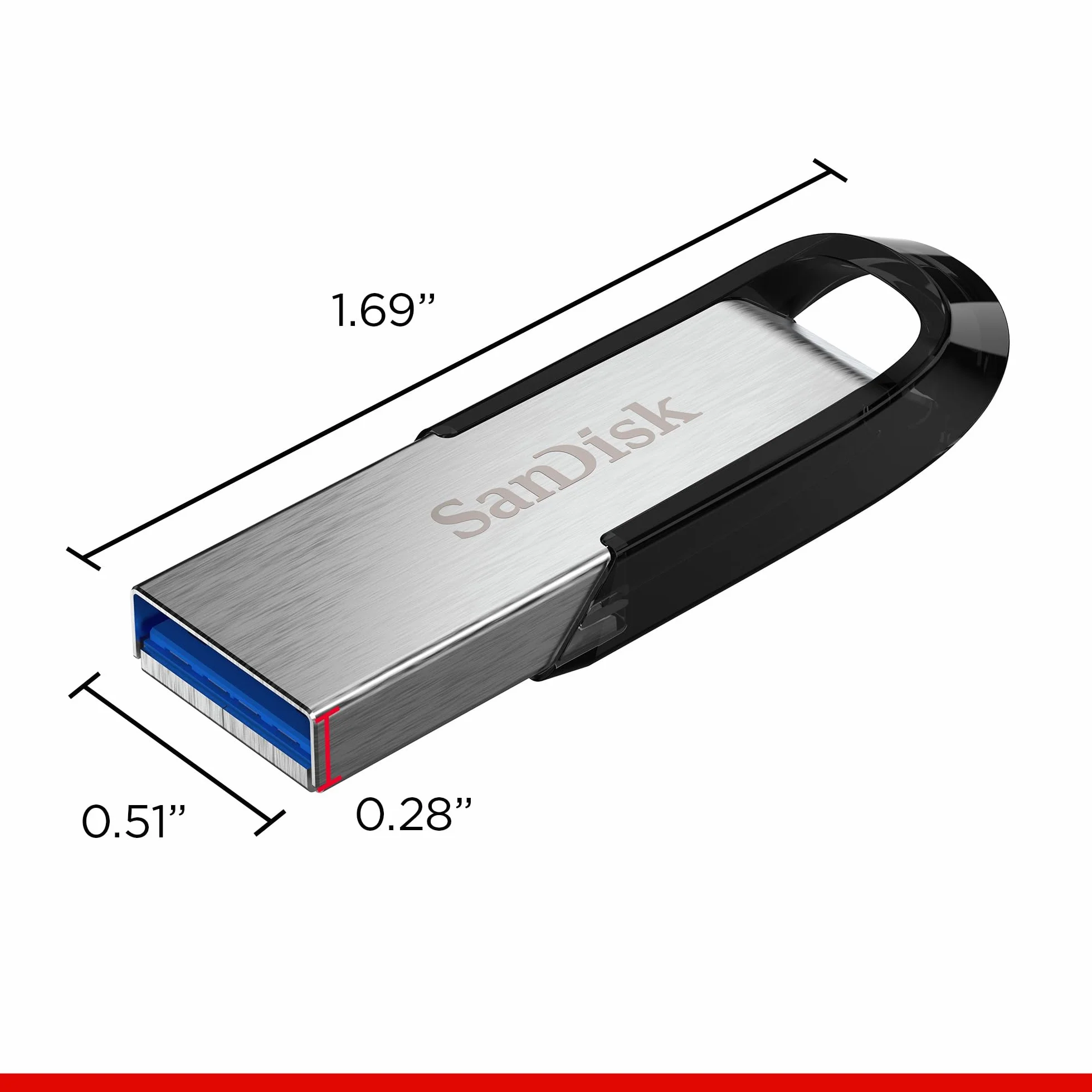 SanDisk 256GB Ultra Flair USB 3.0, Pamięć USB, Prędkość transferu do 150 MB/s, Elegancka, trwała metalowa obudowa, Czarny/Srebrny