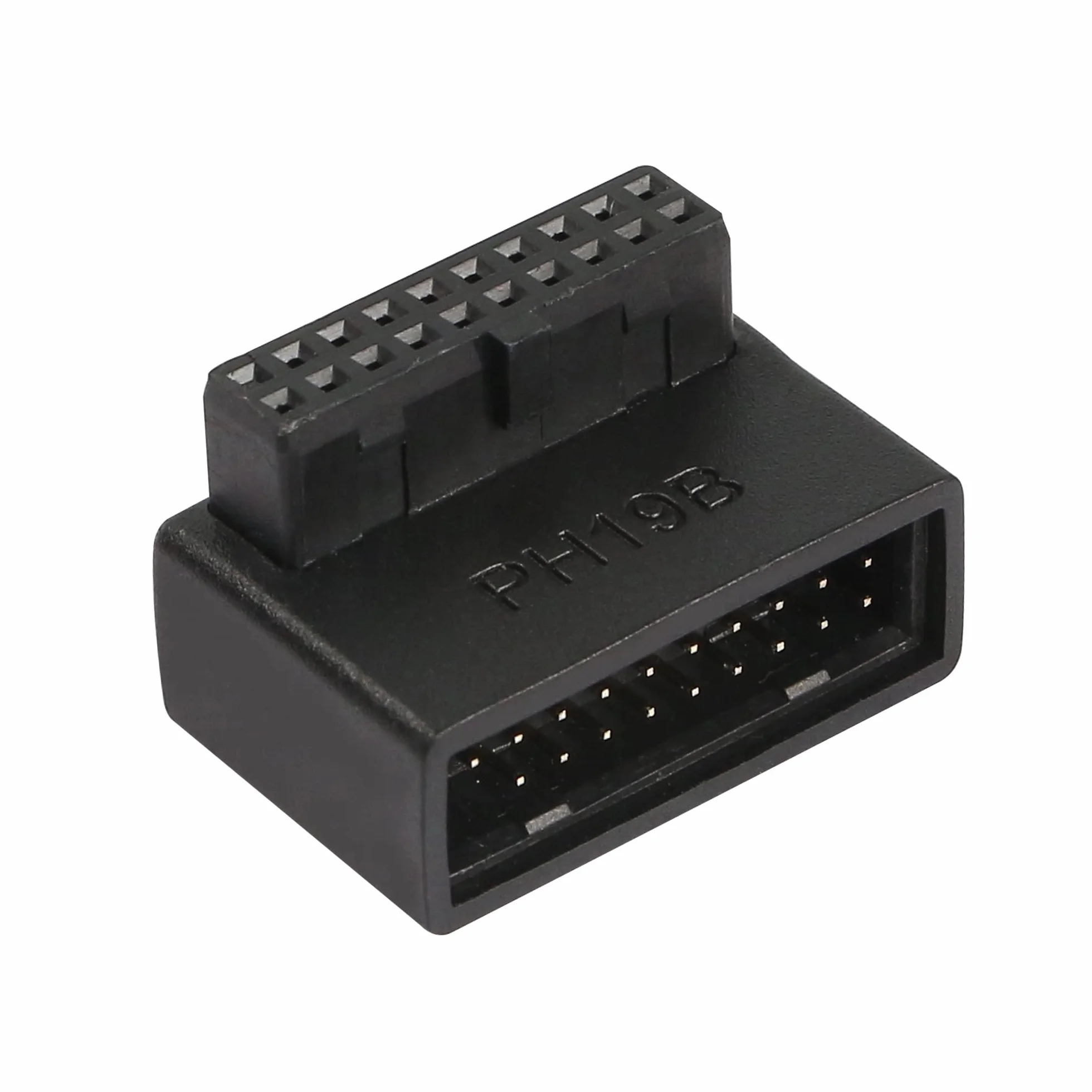 QIANRENON USB 3.0 19/20-pinowy adapter 90 stopni męski na żeński L obrotowe gniazdo kątowe na biurko płyta główna wewnętrzne złącze kątowe (PH19B)