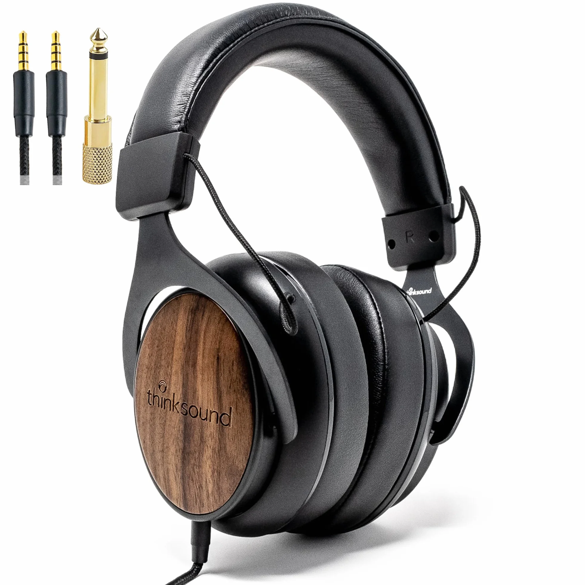 thinksound ov21 Przewodowe, zamknięte tylne słuchawki z mikrofonem – wykonane z drewna pozyskiwanego w sposób zrównoważony – stworzone dla entuzjastów muzyki, audiofilów, twórców podcastów i