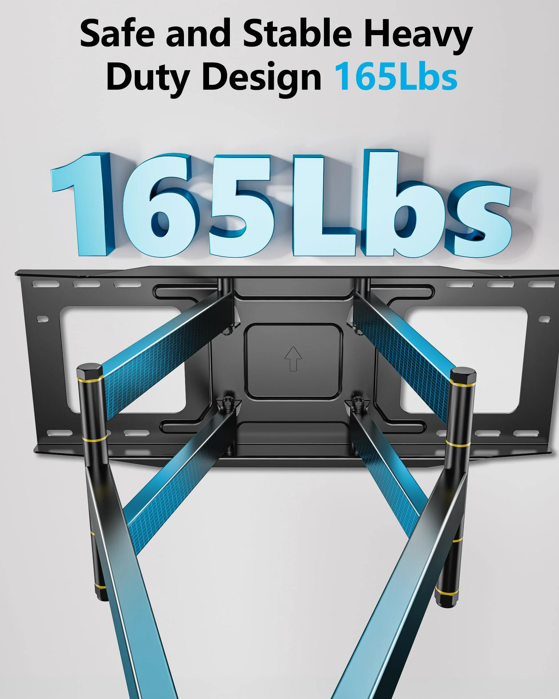 FORGING MOUNT Uchwyt ścienny do telewizora o długości 765 mm do większości telewizorów LED LCD o przekątnej 37–86 cali, wytrzymałe, solidne podwójne ramię, pełne ruchy, uchylny i obrotowy uchwyt do telewizora, uchwyt ścienny, obciążenie 75 kg, VESA 600 x