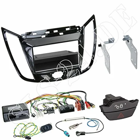 Zestaw do zabudowy: Radio samochodowe podwójne DIN 2-DIN osłona ramka montażowa ramka radia z półką lakier fortepianowy / czarny + Pioneer CAN-Bus adapter do sterowania kierownicą LFB Interface Radio Adapter do anteny Fakra z zasilaniem fantomowym + Ford
