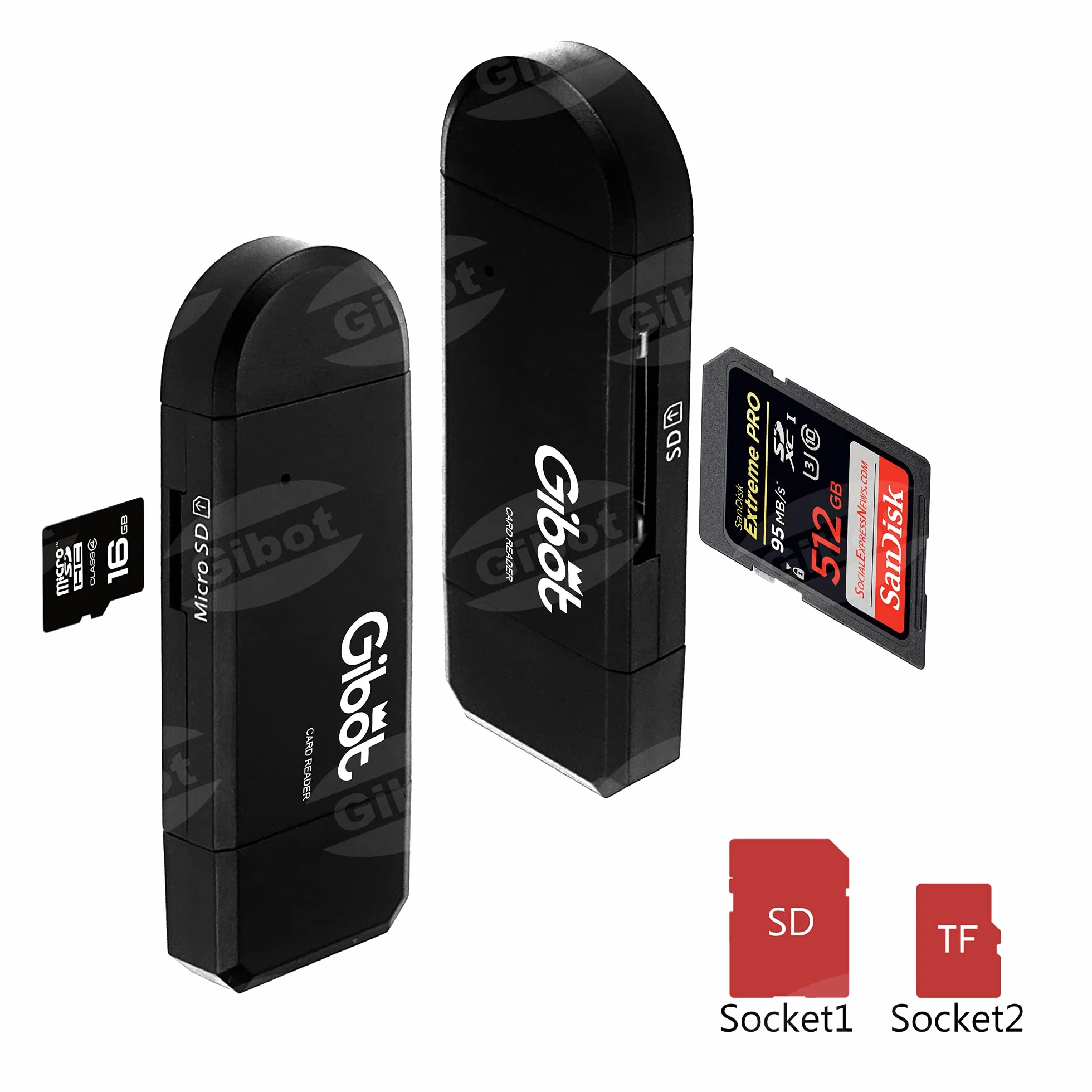 Gibot 3.0 Czytnik Kart SD/Micro SD Z USB Typu C i Micro USB OTG - Adapter Do Samsunga, Huawei, Smartfonów Z Androidem, MacBooka i Laptopów PC