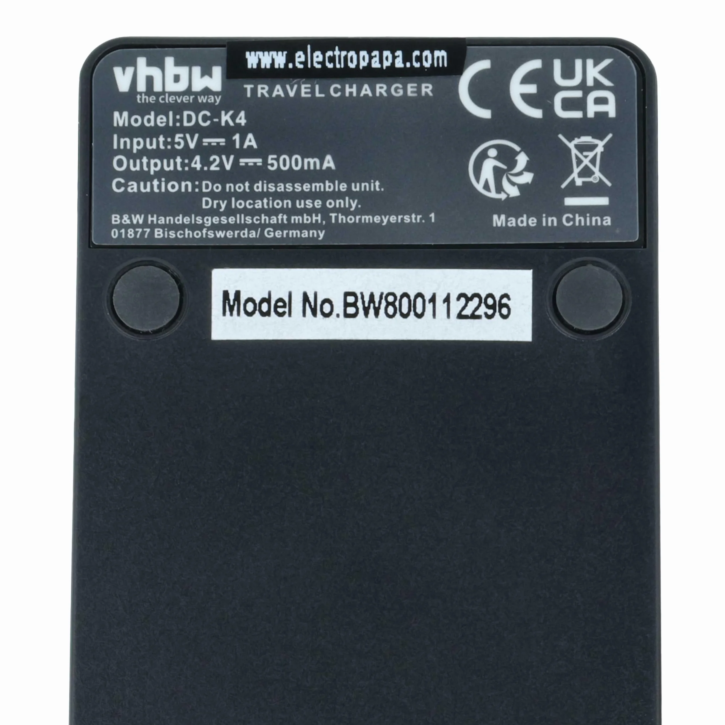 vhbw Ładowarka USB kompatybilna z Panasonic Lumix DMC-FS35, DMC-FS37, DMC-FS40 kamera / akumulator - stacja ładowania, wskaźnik ładowania, 4,2 V