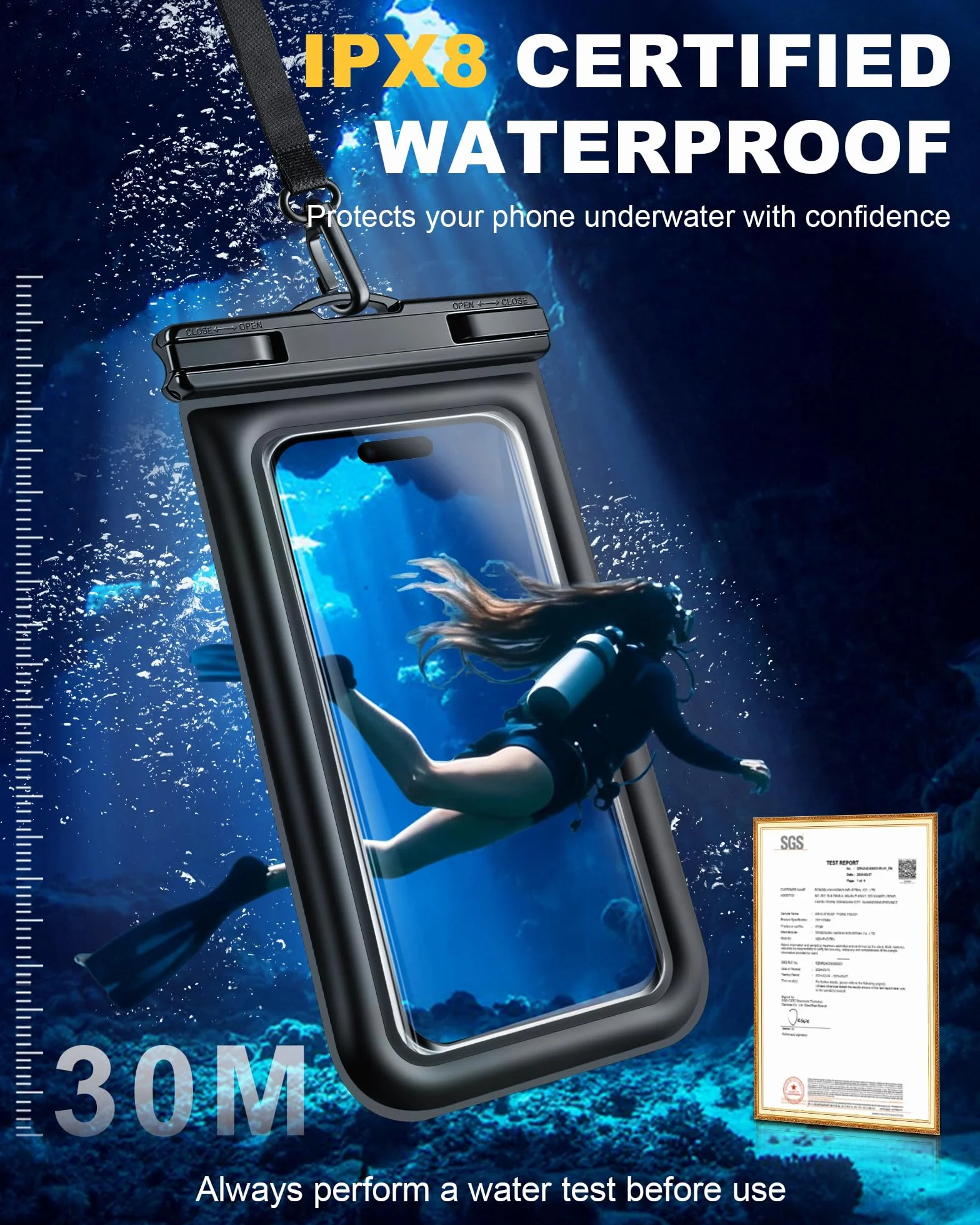 Wodoszczelna pływająca torba na smartfon, zestaw 2 szt. IPX8 wodoodporna torba na plażę do pływania w basenie, wodoodporna obudowa do iPhone 17 16 15 14 Pro Max Samsung S26 S25 S24, do 7 cali